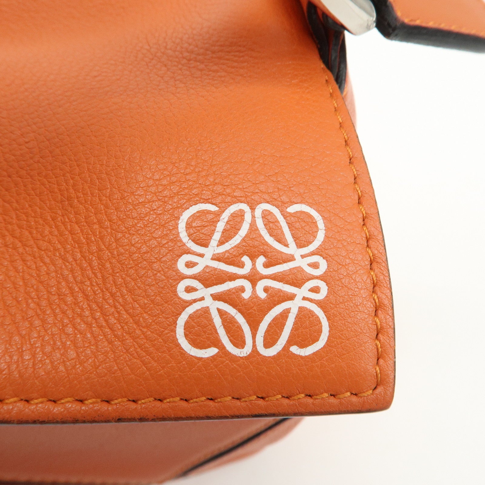 LOEWE Leather Puzzle Bag Small Hand Bag Orange Used
