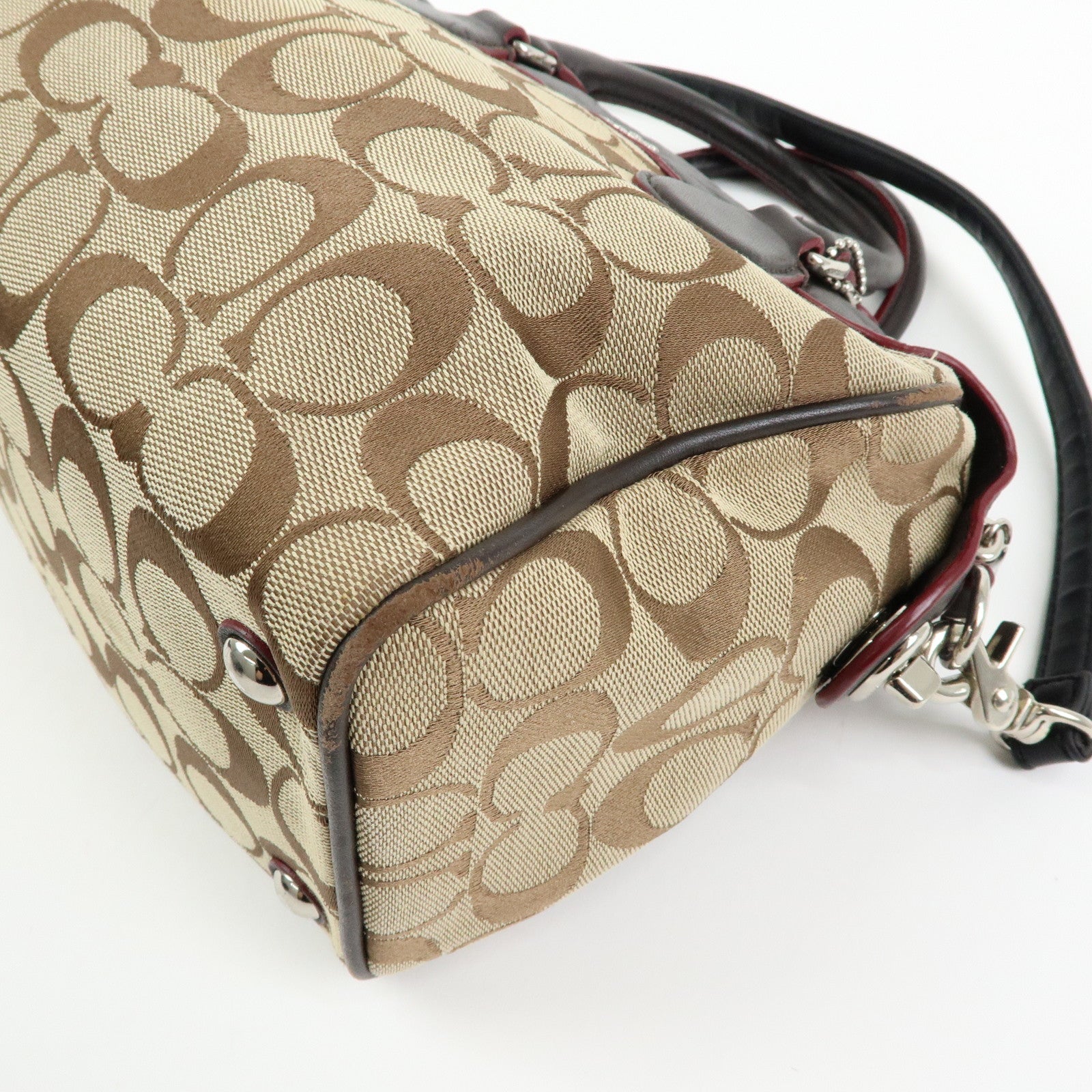COACH Set of 3 Canvas Leather  2Way Shoulder Bag Pouch Brown Black