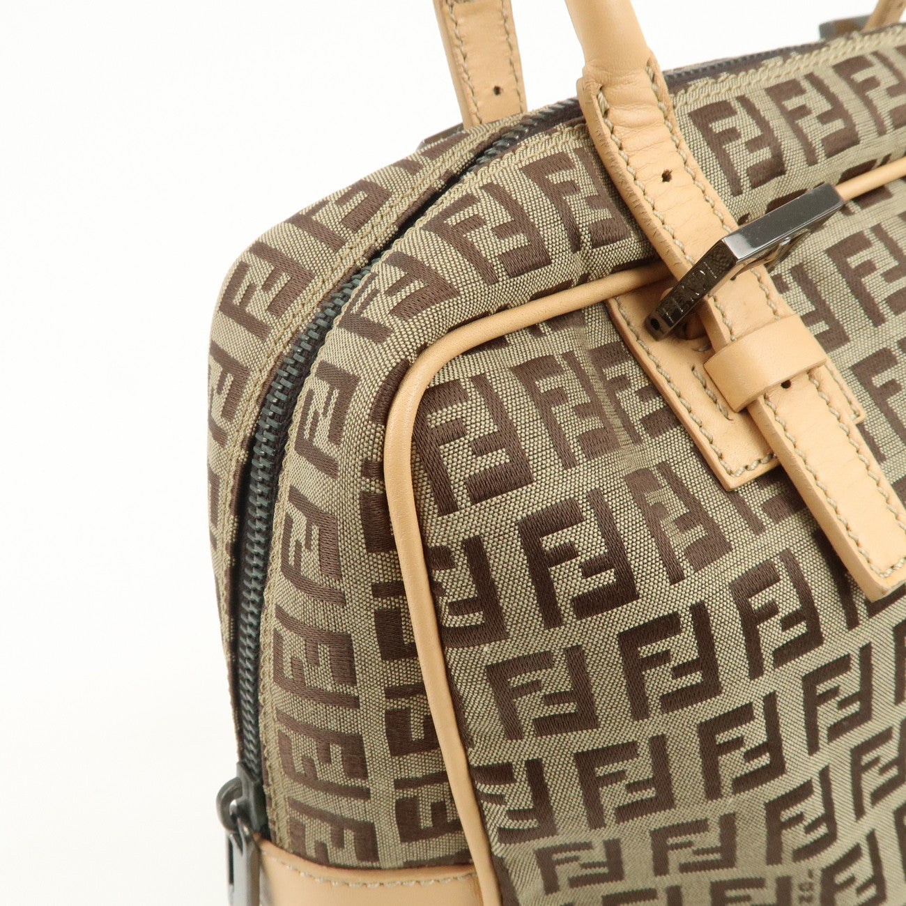 FENDI Zucchino Canvas Hand Bag Shoulder Bag Brown 8BN005