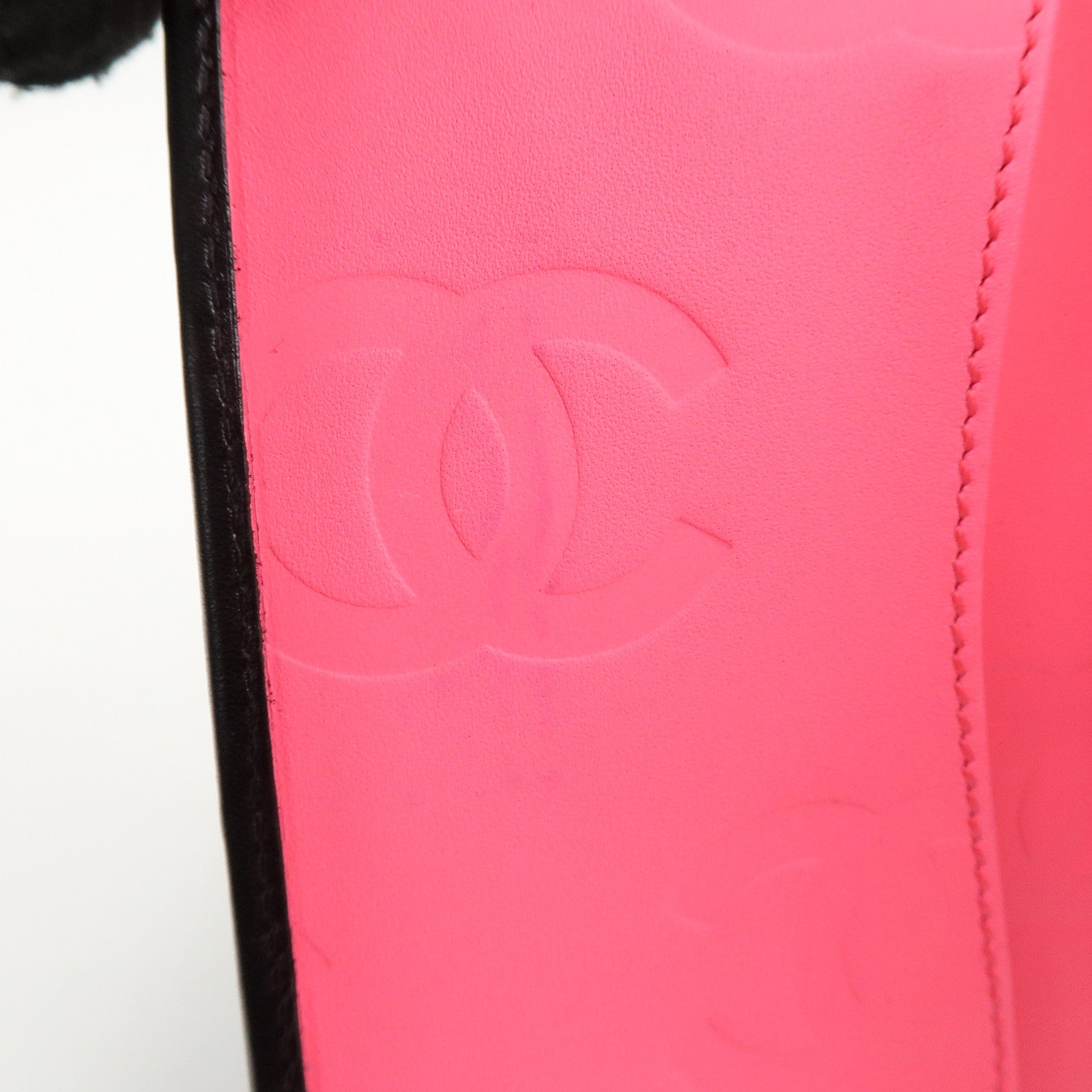 CHANEL Cambon Line Lamb Skin Planner Cover Black A13505 Used