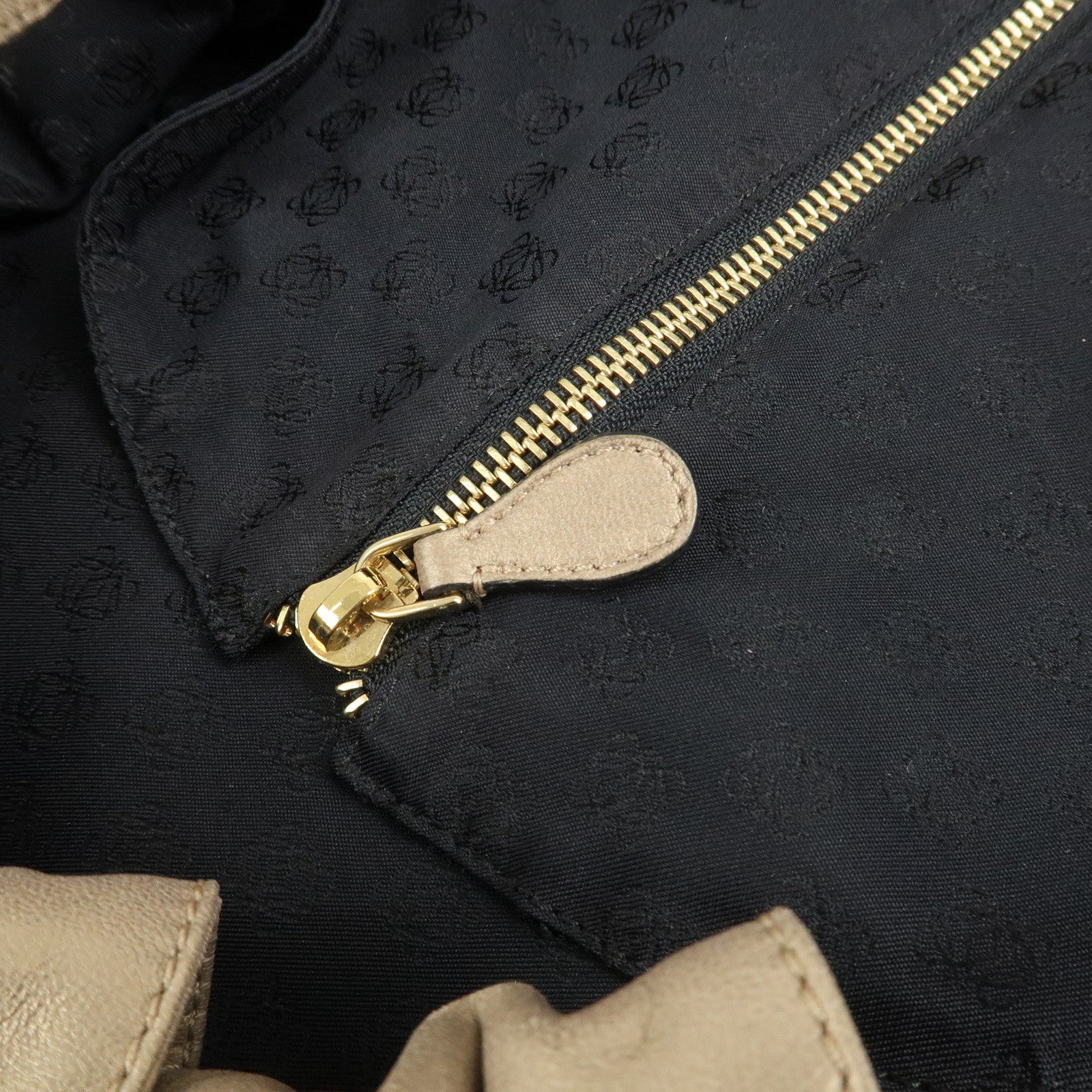 LOEWE Anagram Leather Nappa Aire Hand Bag Gold Used