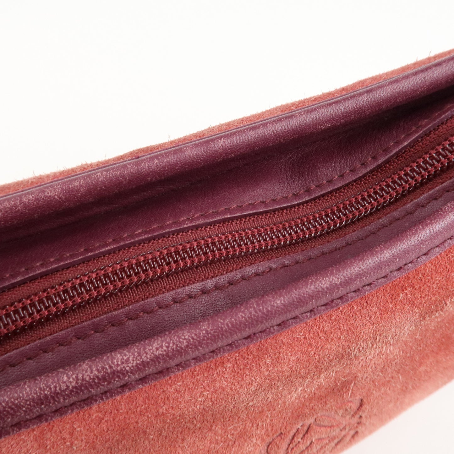 LOEWE Anagram Suede Leather Shoulder Bag Red Purple