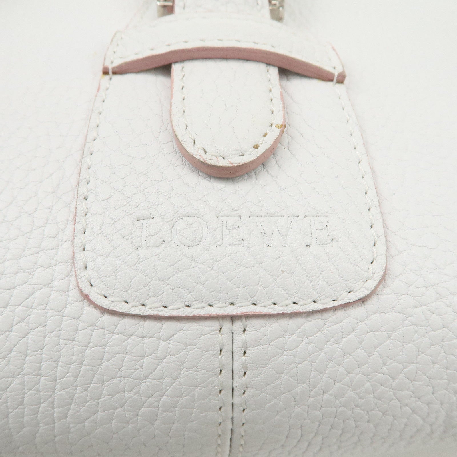 LOEWE Leather Senda Boston Bag Hand Bag White