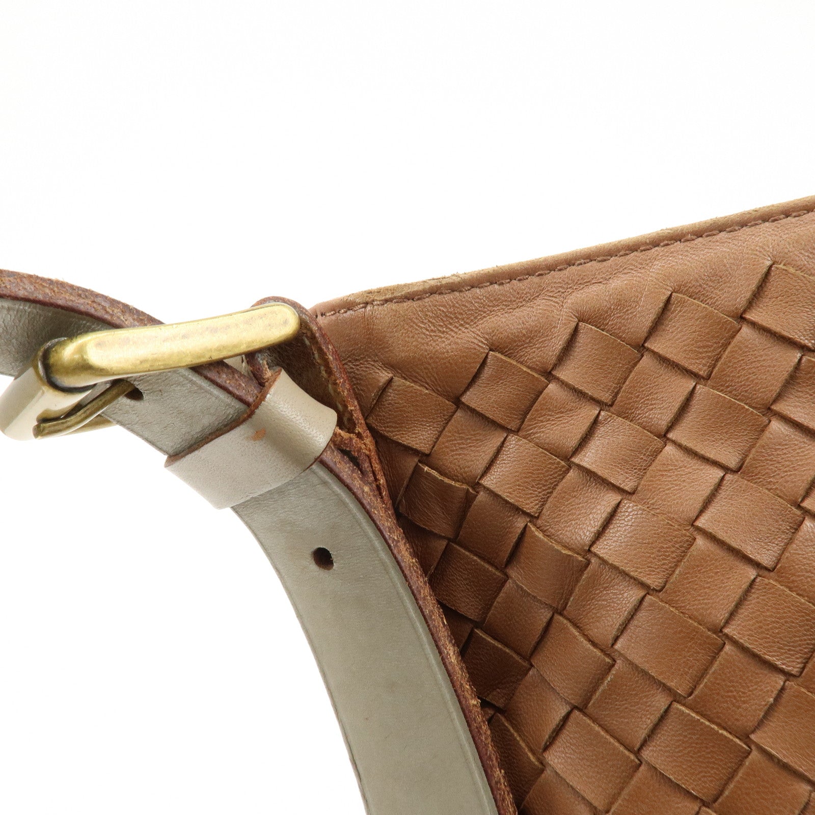 BOTTEGA VENETA Intrecciato Leather Shoulder Bag Brown