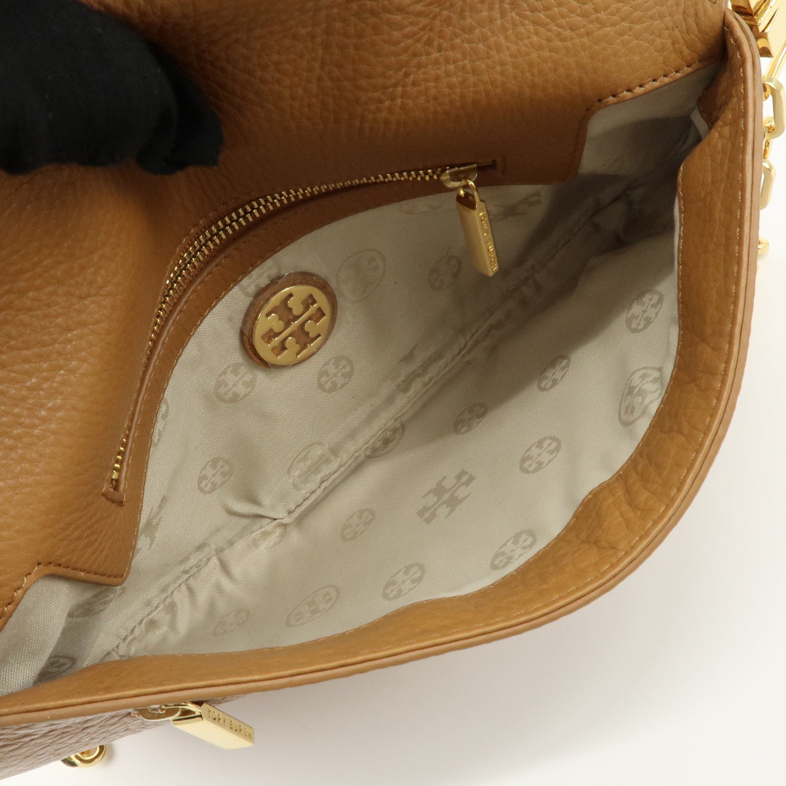 Tory Burch Leather Chain Shoulder Bag Hand Bag Light Brown Used