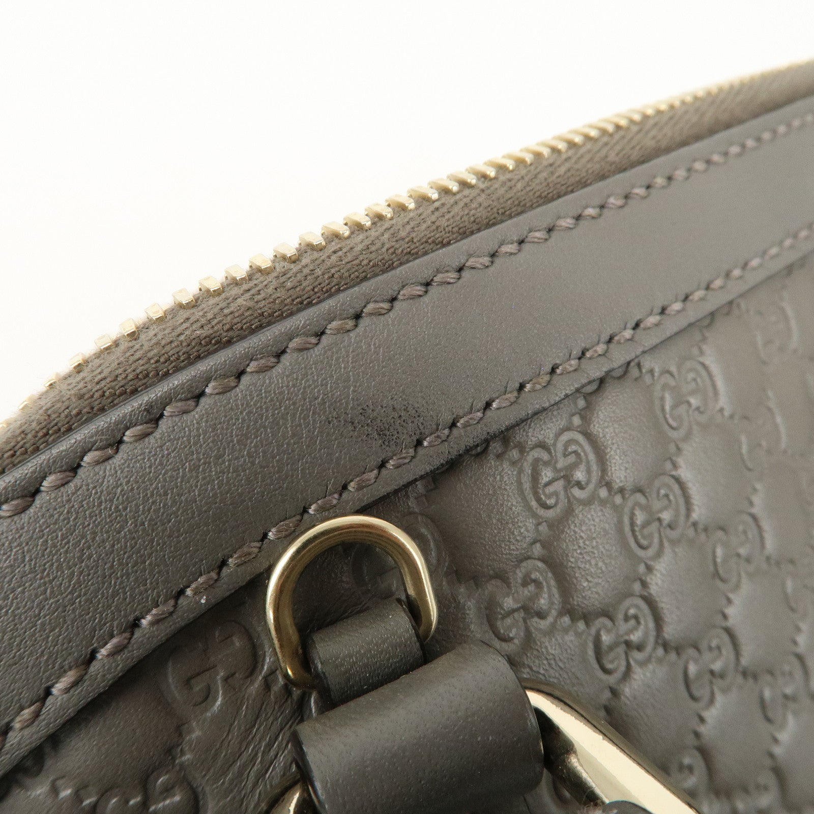 GUCCI Micro Guccissima Leather 2WAY Bag Hand Bag Gray 449654 Used