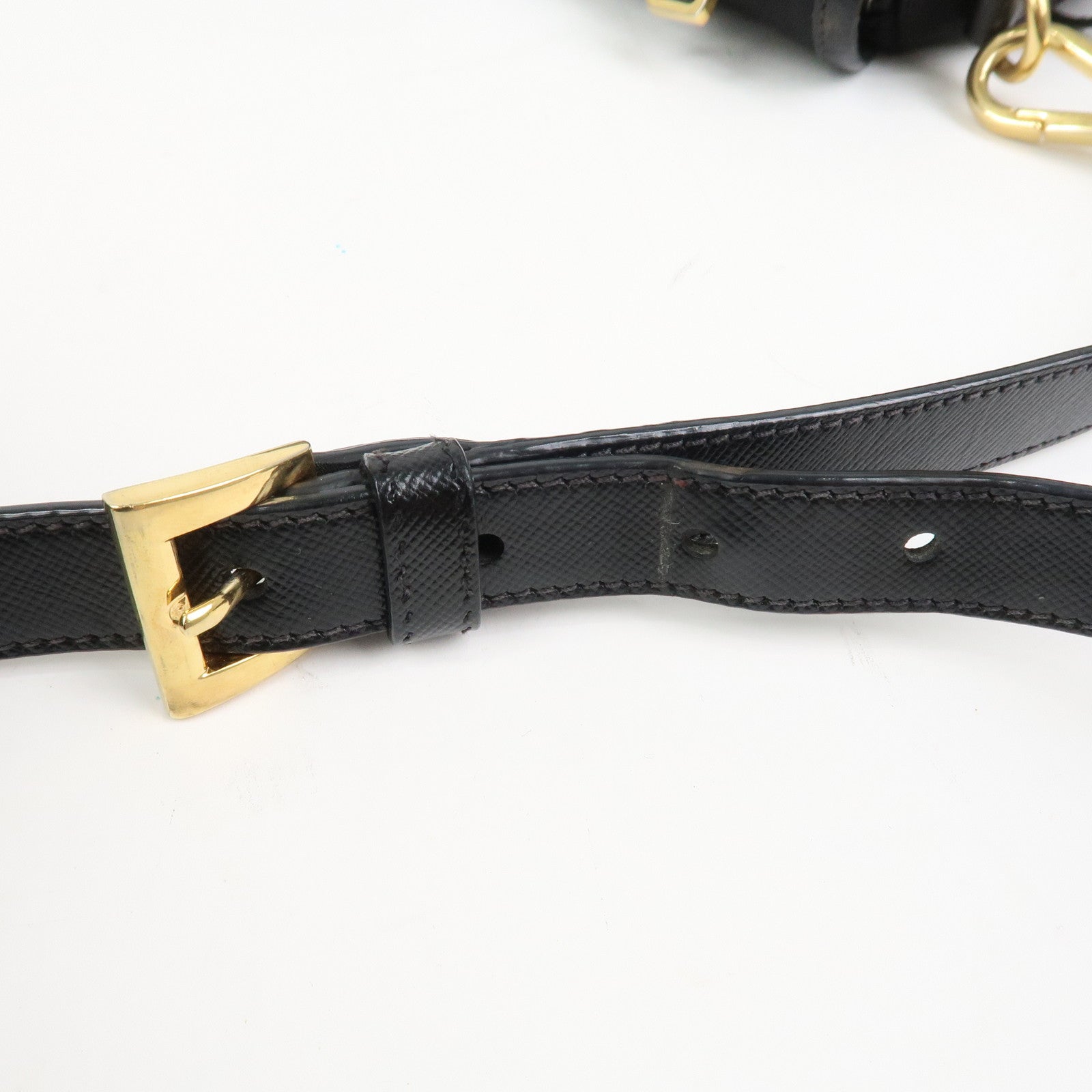 PRADA Logo Nylon Saffiano Leather Shoulder Bag Crossbody Bag Black