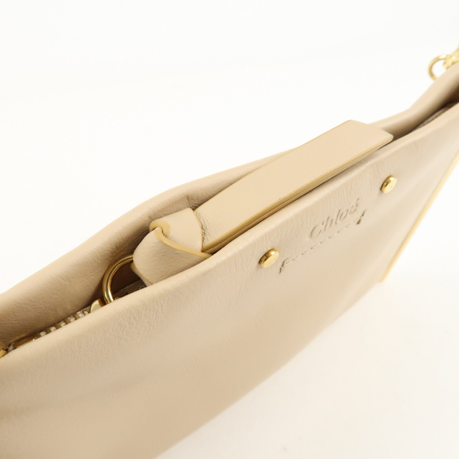 Chloe Leather Chain Shoulder Bag  Mini Bag Gold HDW Beige Used