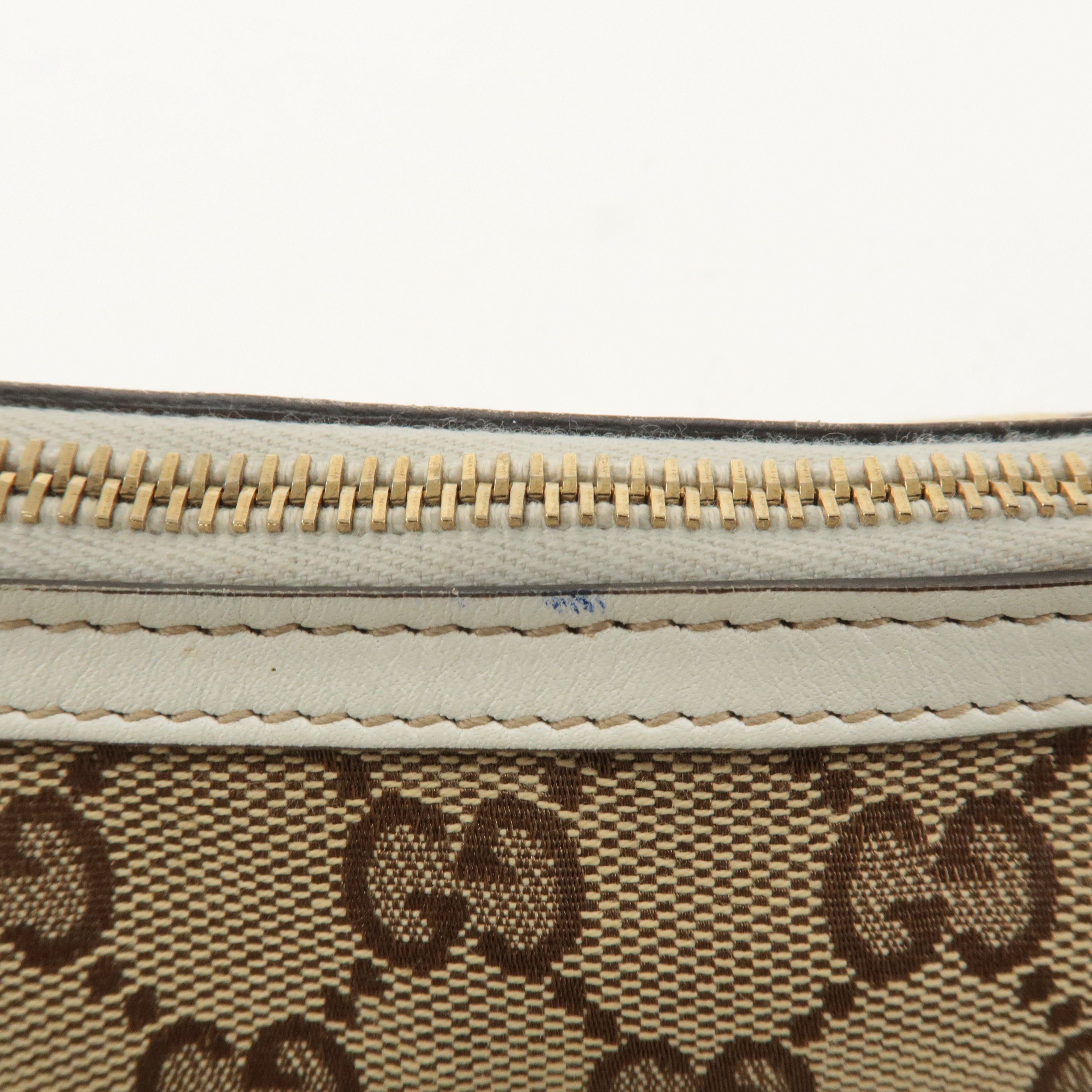 GUCCI Sherry GG Canvas Leather Shoulder Bag Beige White 224093