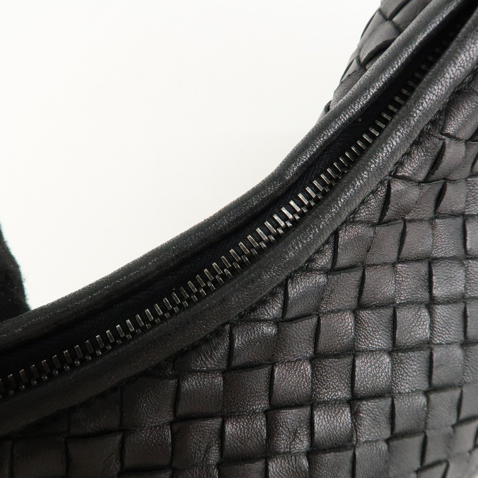 BOTTEGA VENETA Hobo Intrecciato Leather Shoulder Bag Hand Bag Black