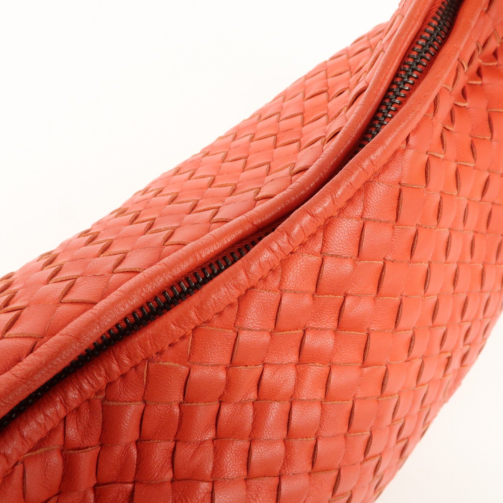 BOTTEGA VENETA Intrecciato Leather Shoulder Bag Orange 232499 Used