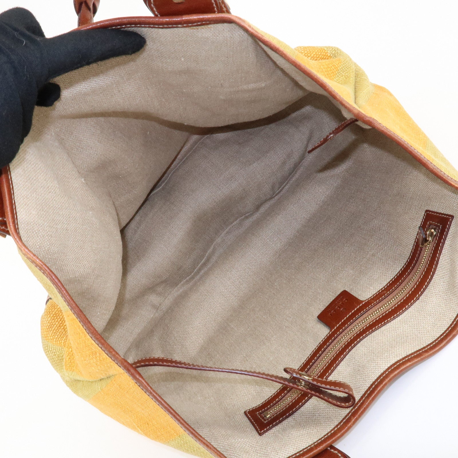 GUCCI Horsebit Canvas Leather Hand Bag Tote Bag 137621 Used
