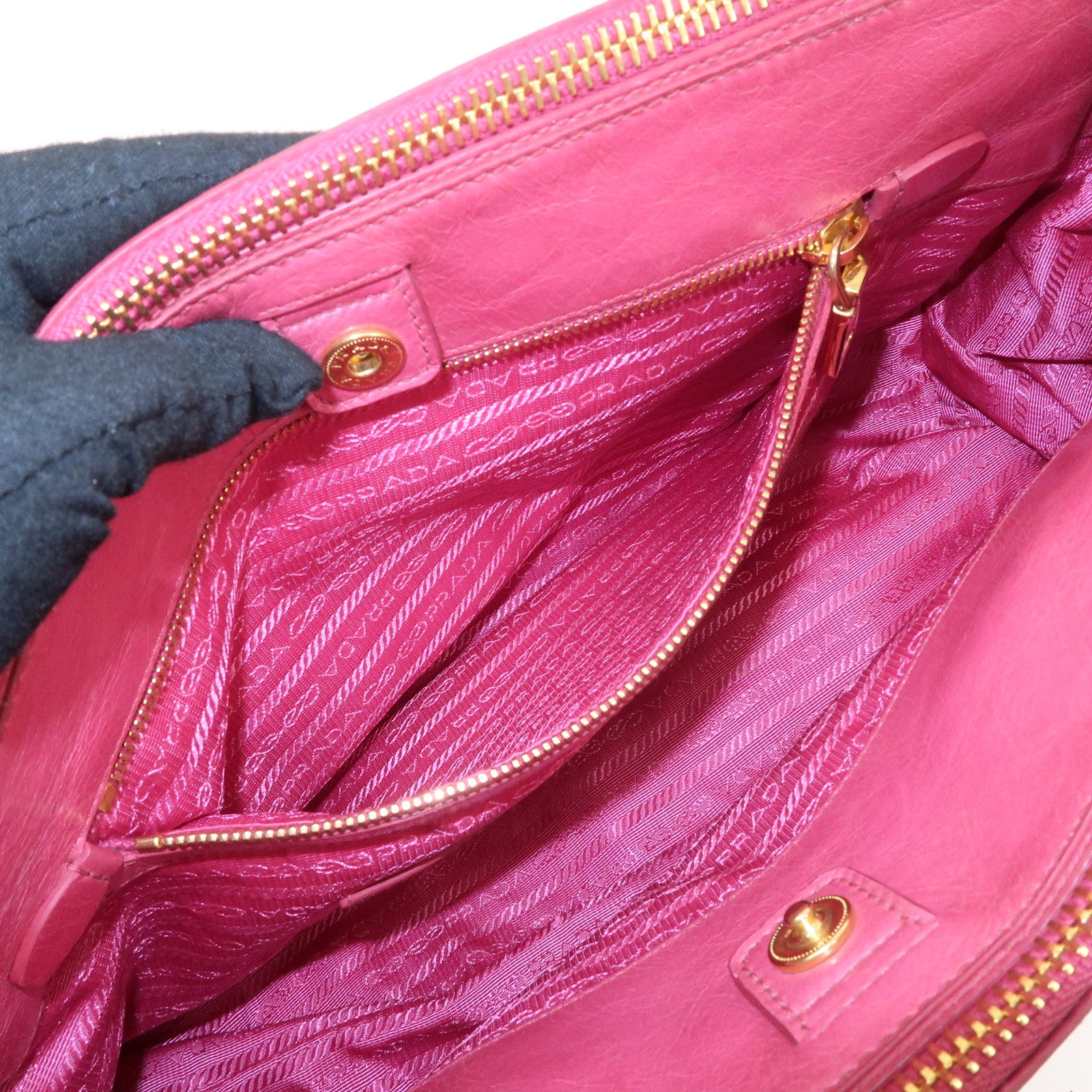 PRADA Leather 2Way Hand Bag Shoulder Bag Pink BN2324