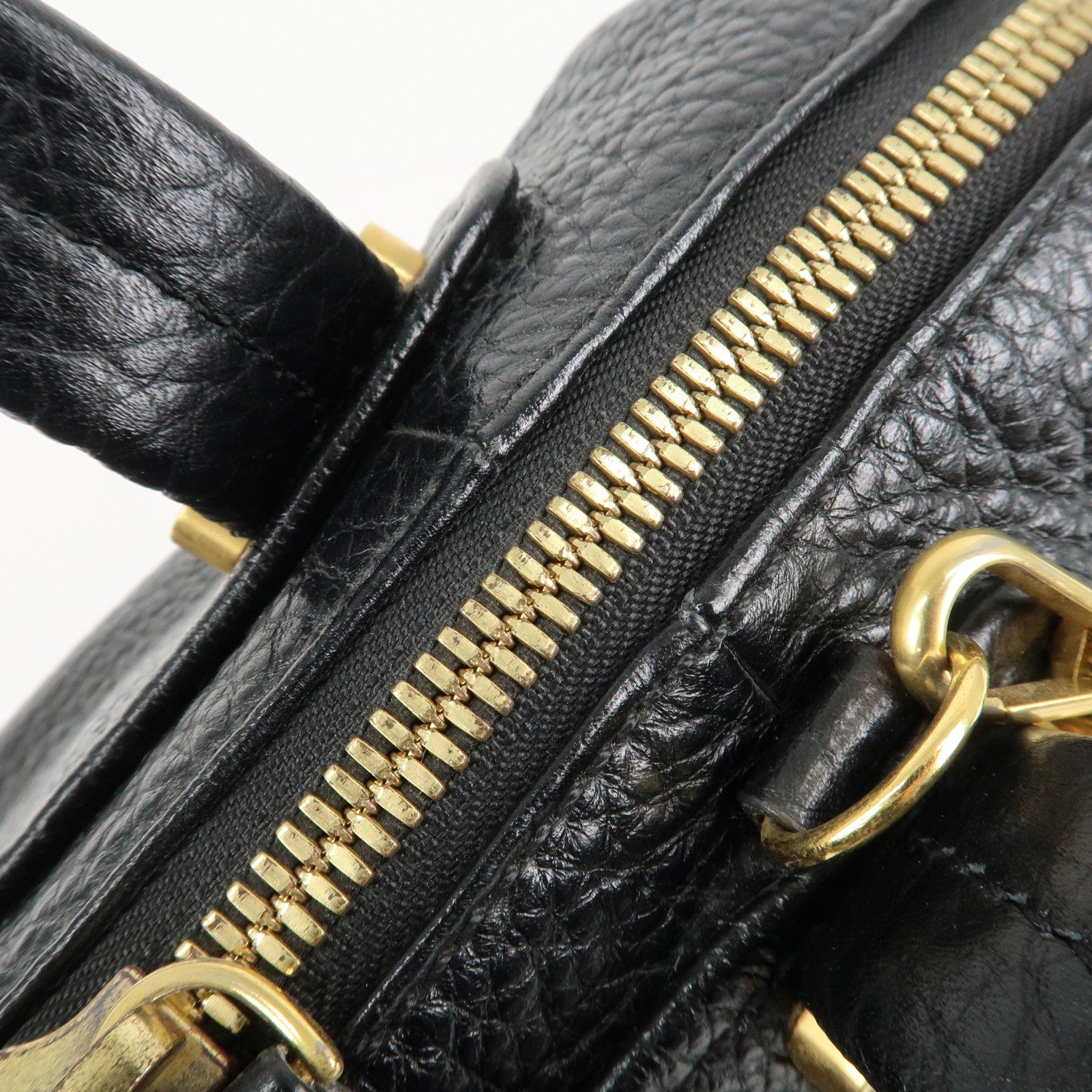 FENDI Chameleon Leather 2WAY Bag Hand Bag Black 8BL114