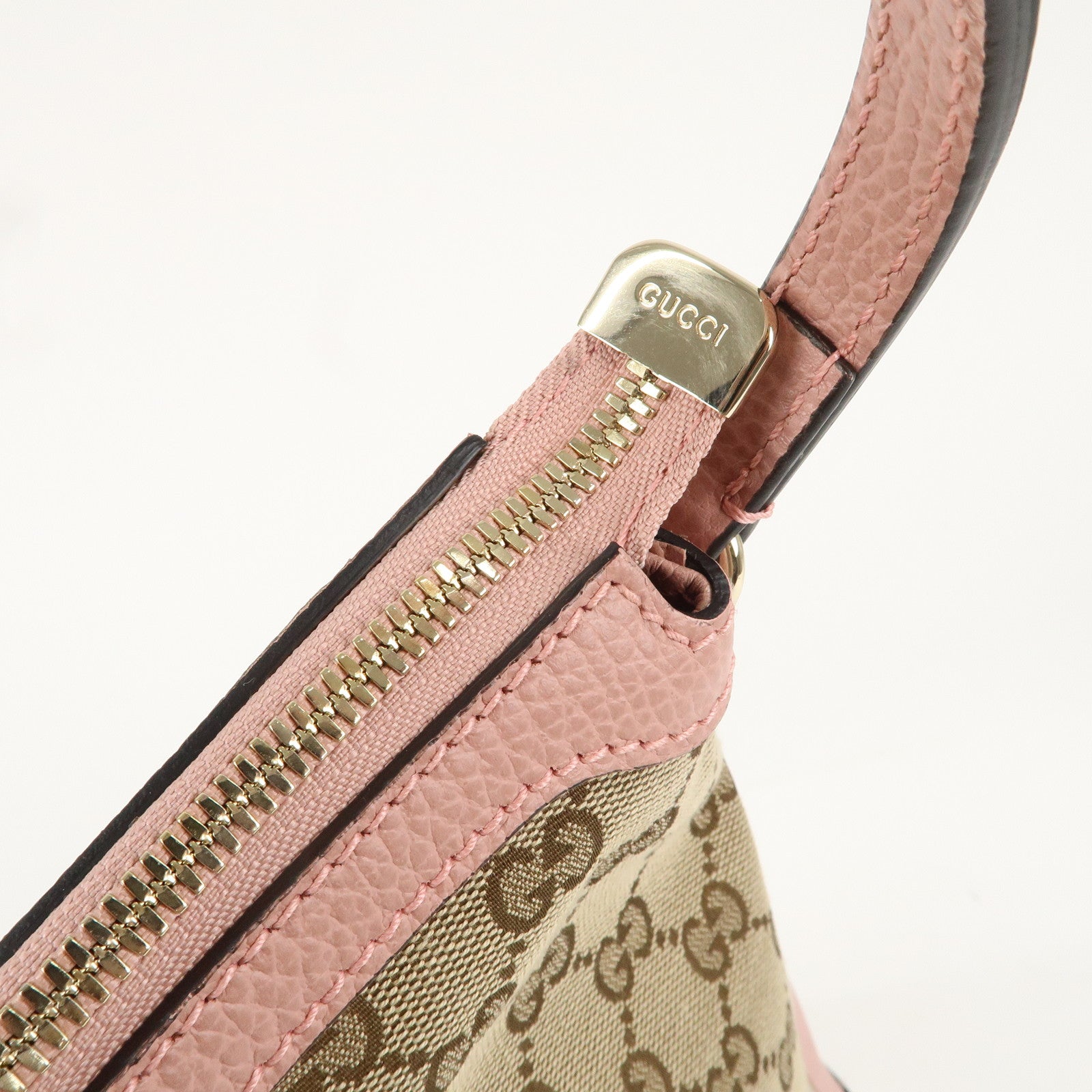 GUCCI GG Canvas Leather One Shoulder Bag Pink Beige 449244