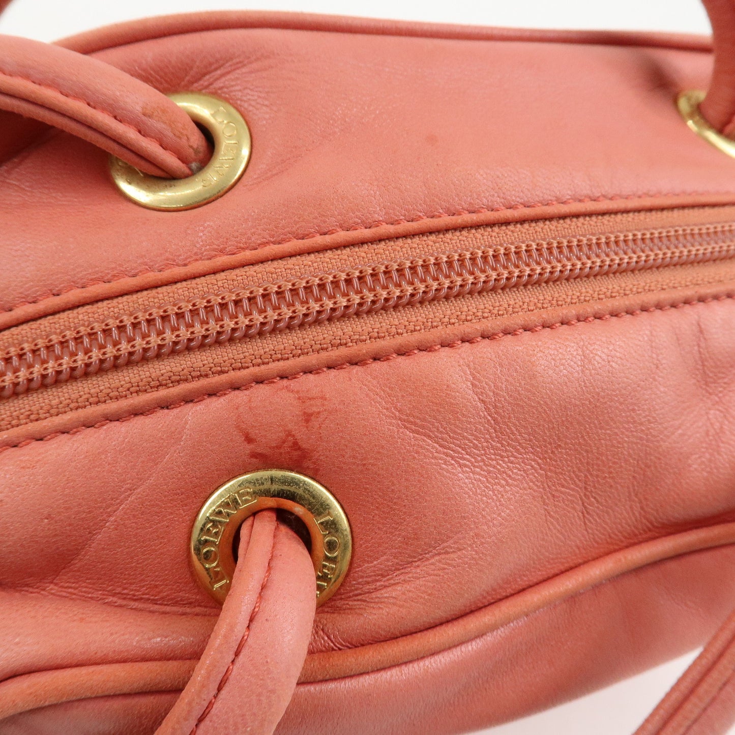 LOEWE Anagram Leather Mini Hand Bag Small Bag Pink Gold Hardware