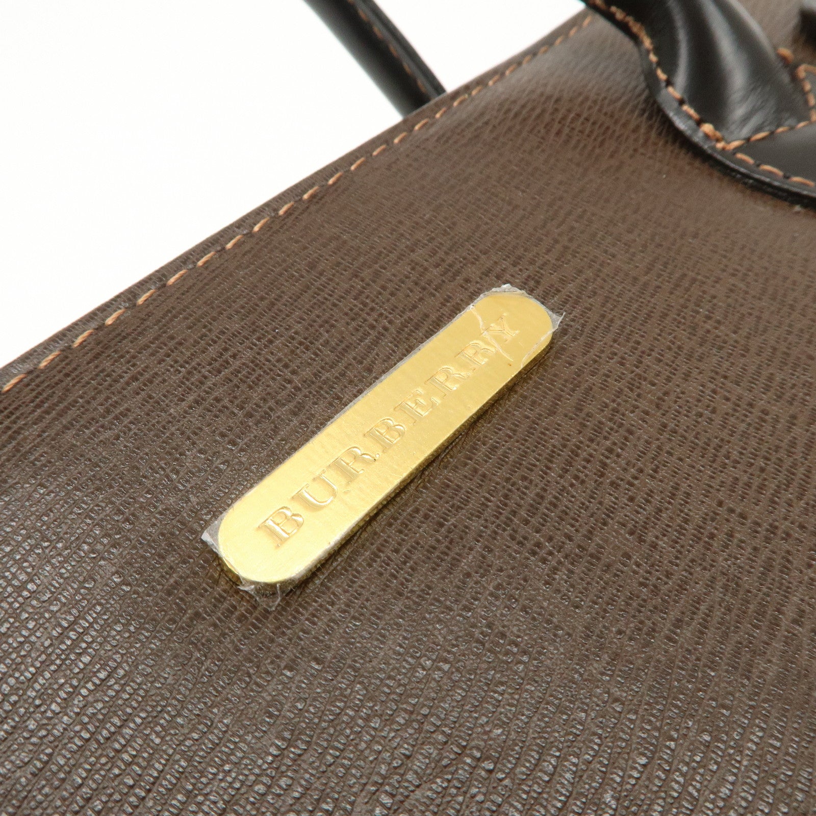 BURBERRY Leather Tote Bag Hand Bag Brown Used