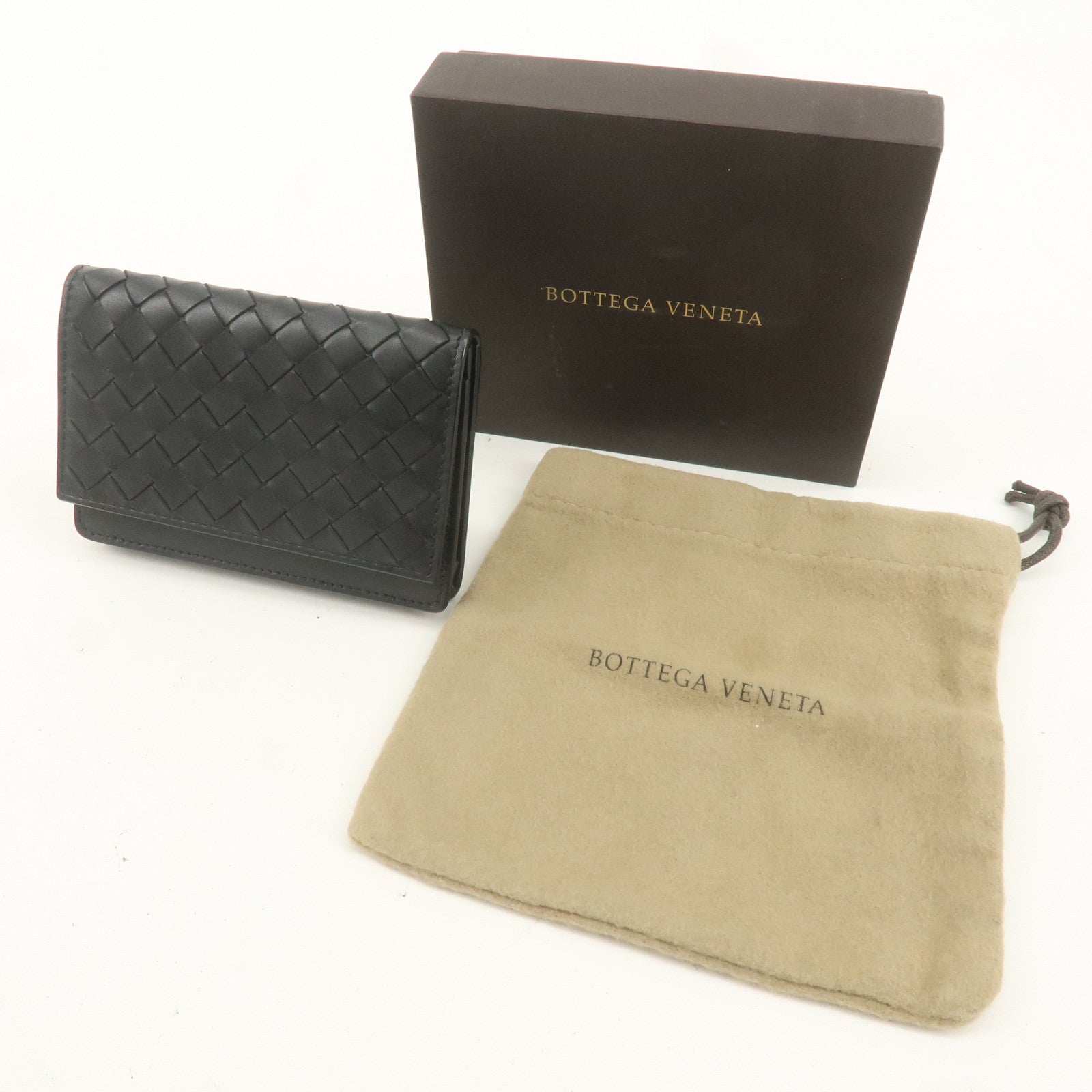 BOTTEGA VENETA Intrecciato Leather Card Case Black