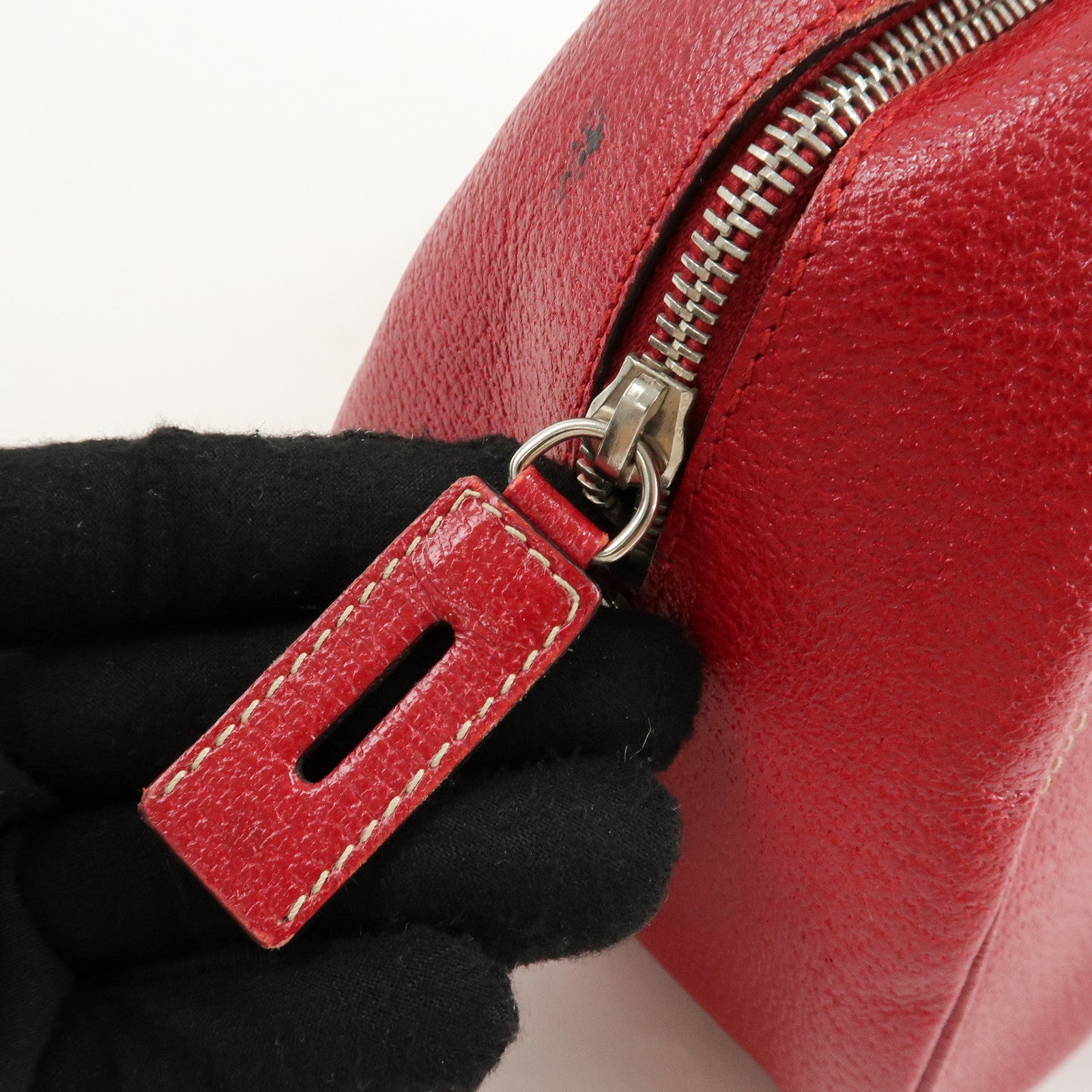 PRADA Leather Shoulder Bag Hand Bag Red B10748 F/S