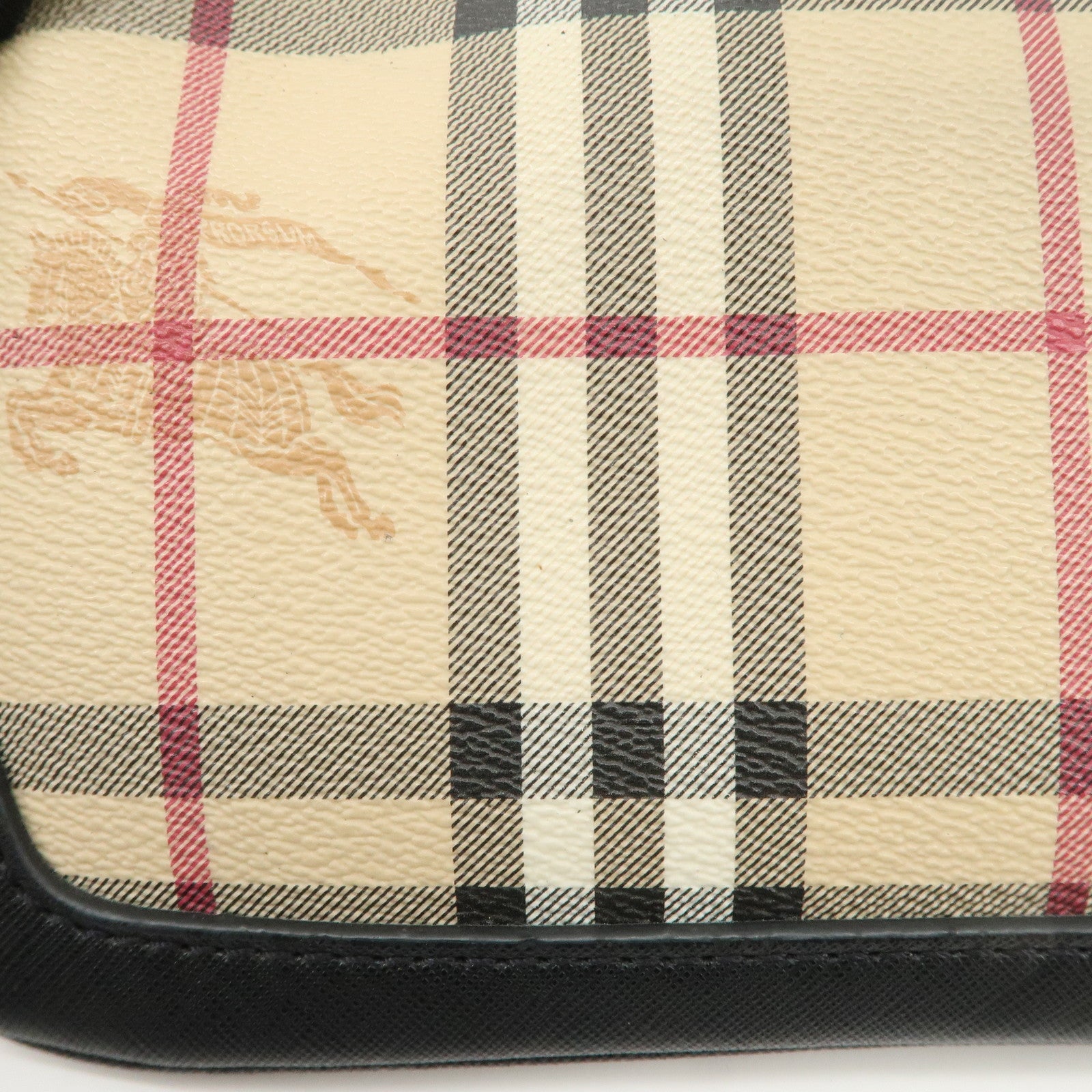 BURBERRY Nova Plaid PVC Leather Shoulder Bag Hand Bag Black Used