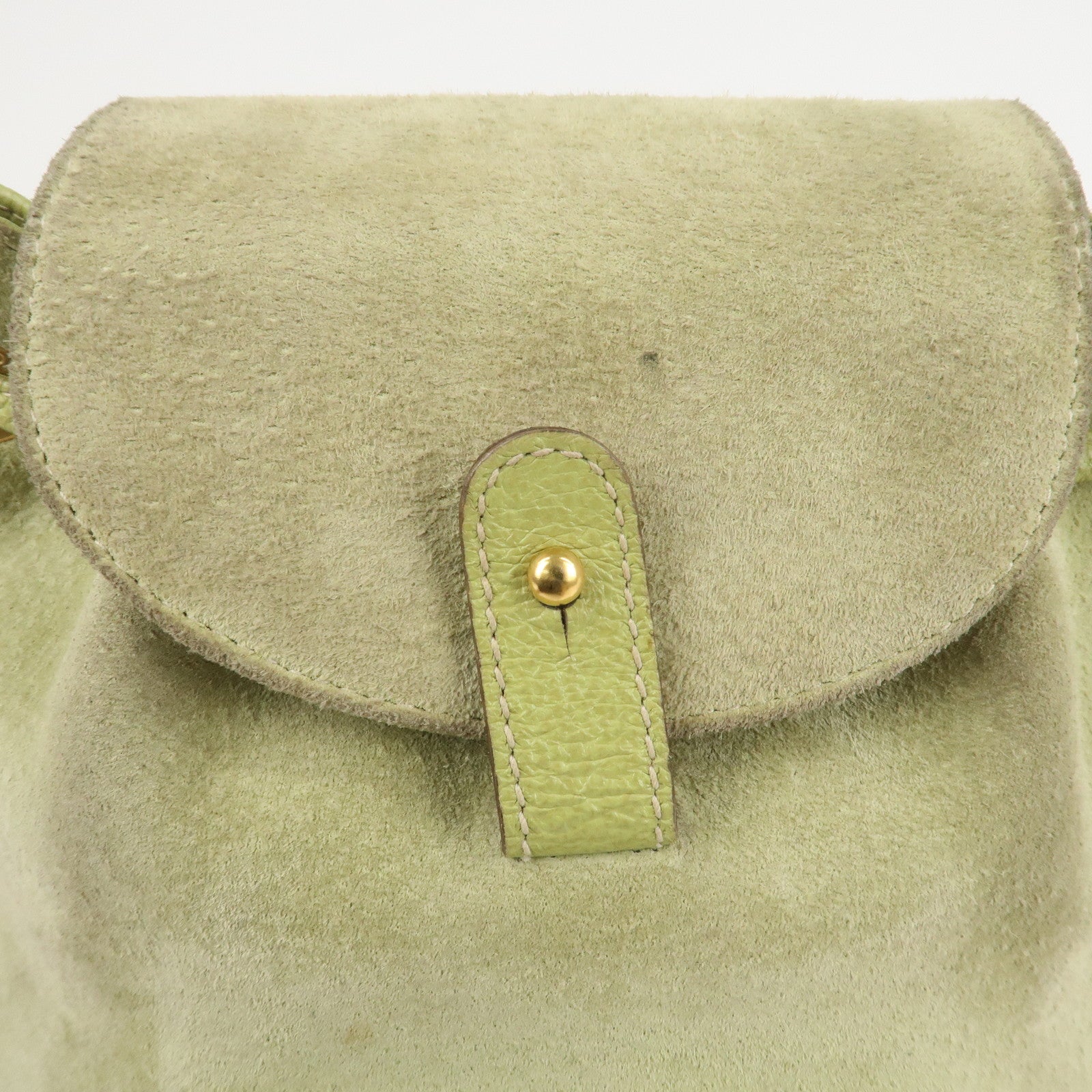 GUCCI Bamboo Suede Leather Backpack Light Green 003.1956.0030