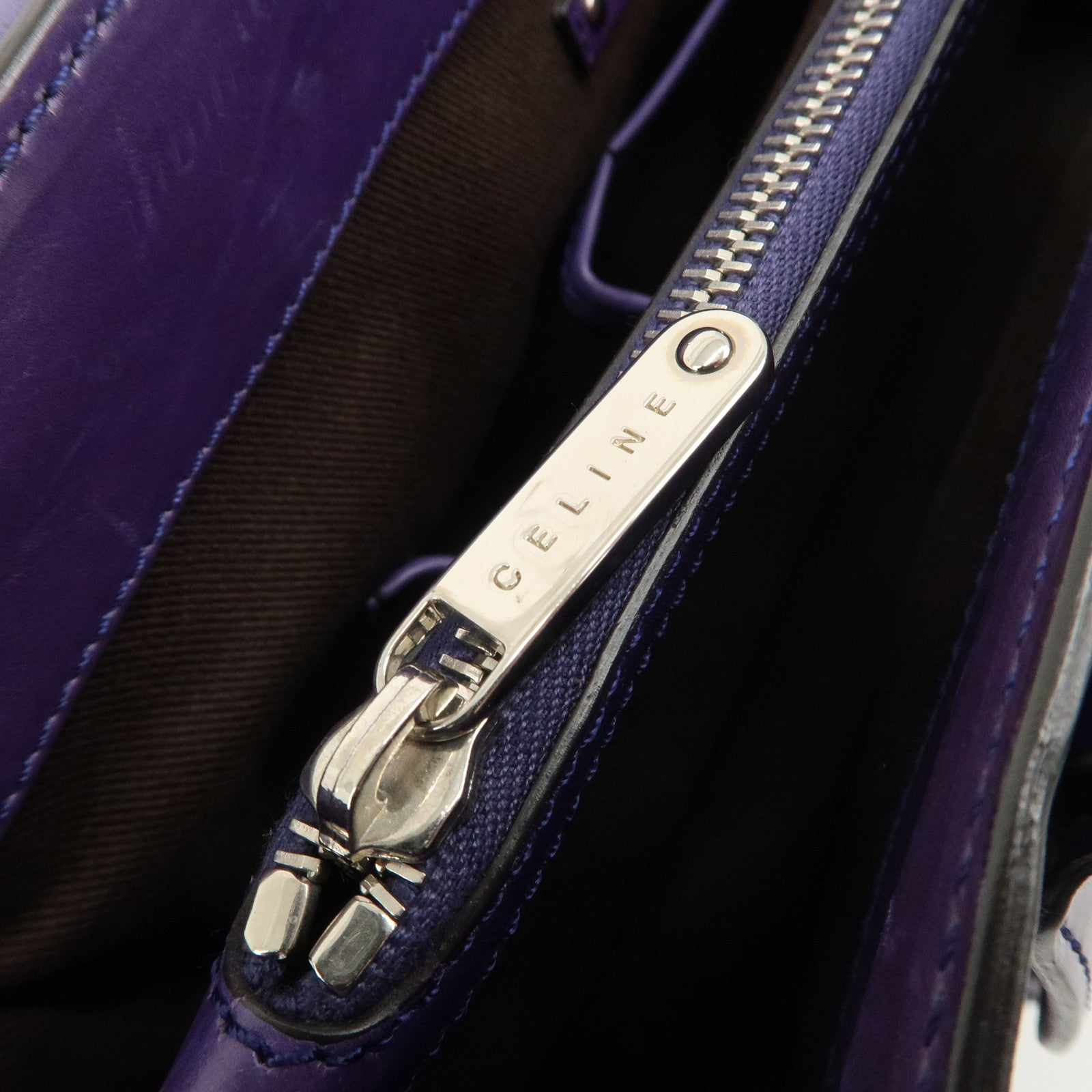 CELINE Leather Boogie Bag Hand Bag Purple Used