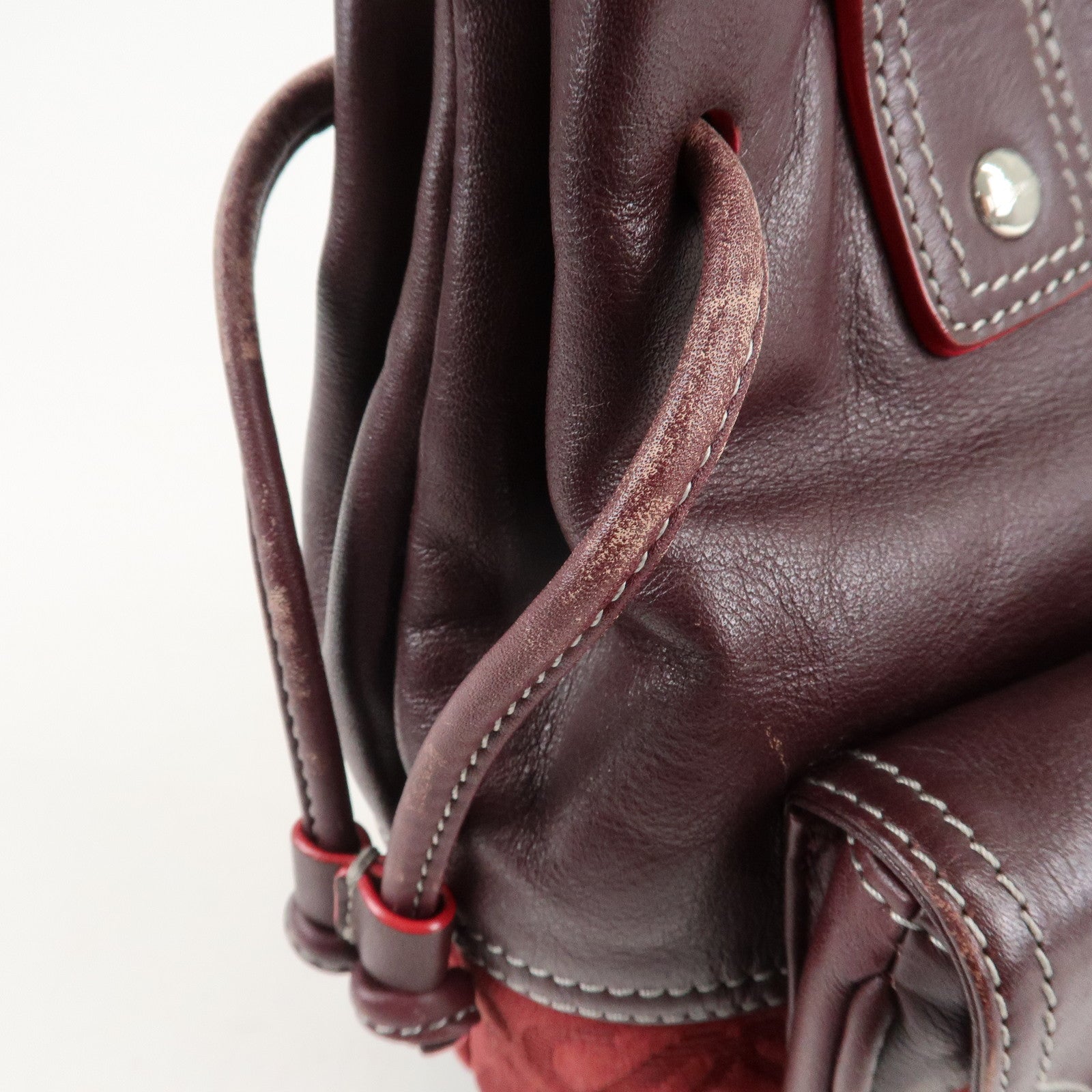 LOEWE Anagram Suede Leather Hand Bag Bordeaux