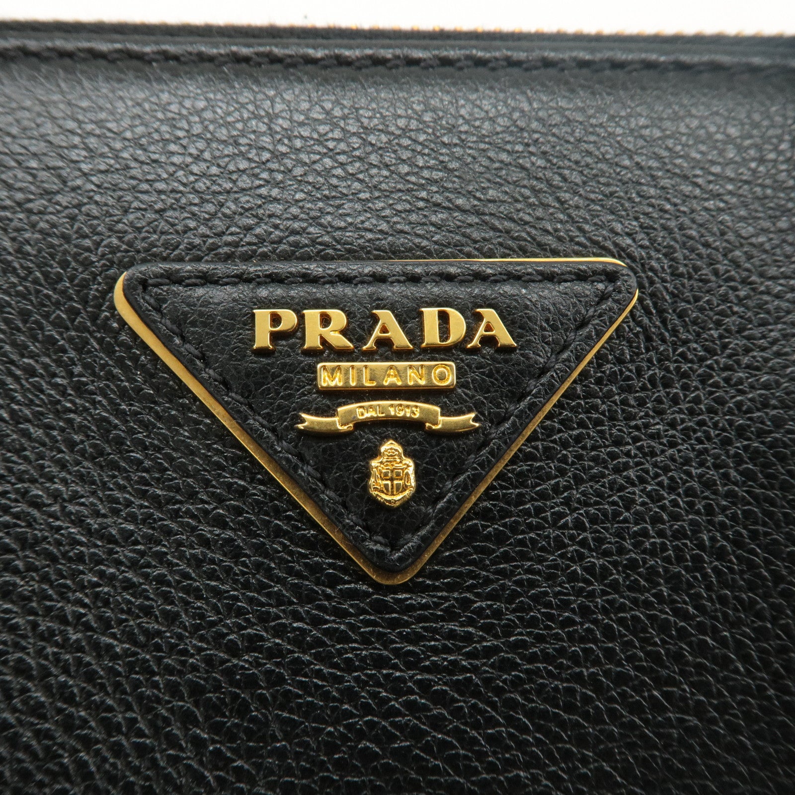 PRADA Logo Leather 2way Bag Hand Bag Shoulder Bag Black