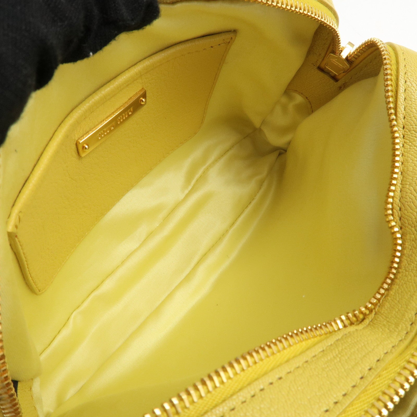 MIU MIU Leather MADRAS BICOLORE Shoulder Bag Yellow RT0539 Used