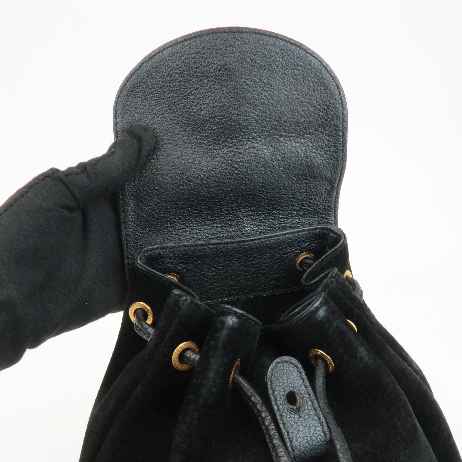 GUCCI Bamboo Suede Leather Mini Back Pack Black 003.1956.0030