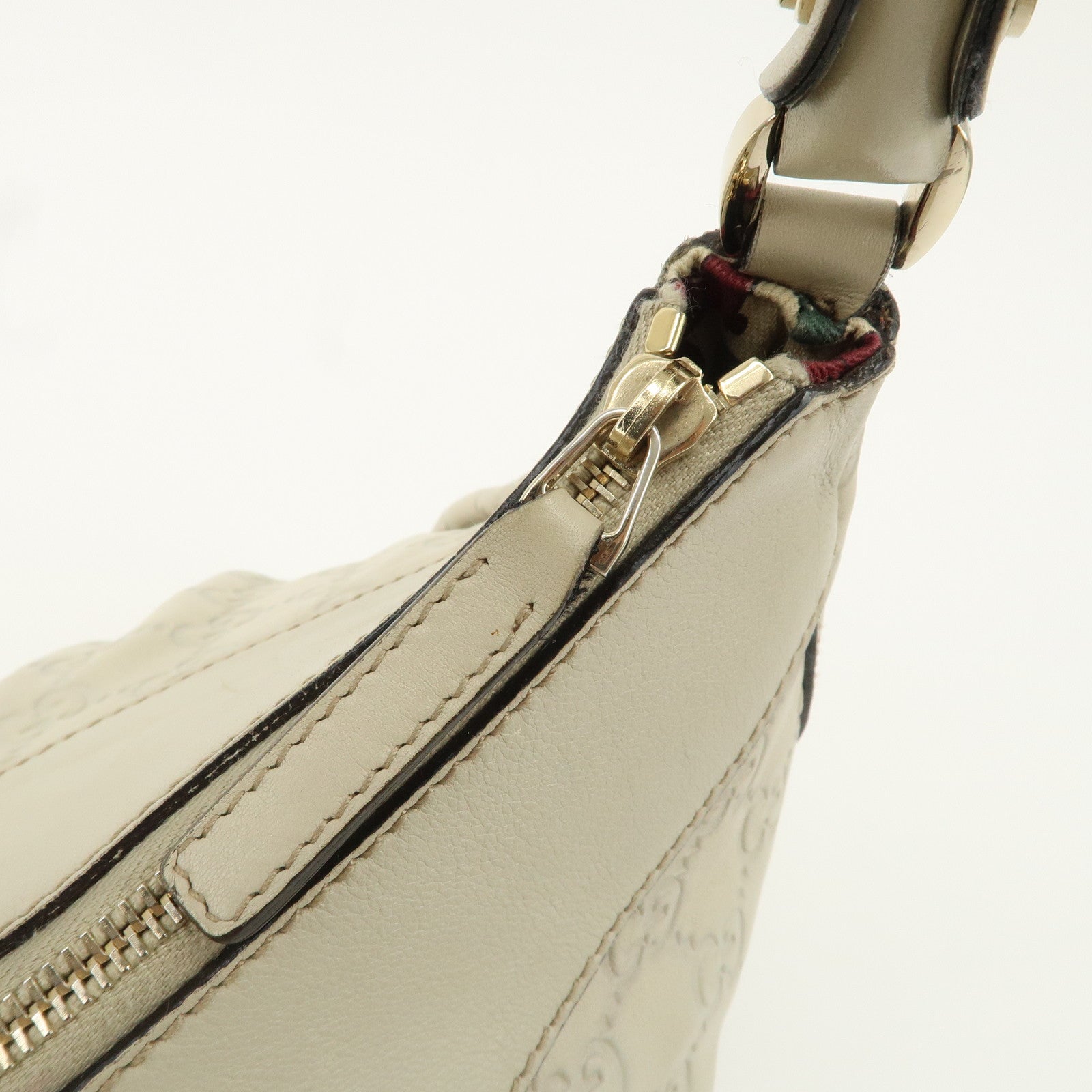 GUCCI Abbey Leather Shoulder Bag Ivory 189833