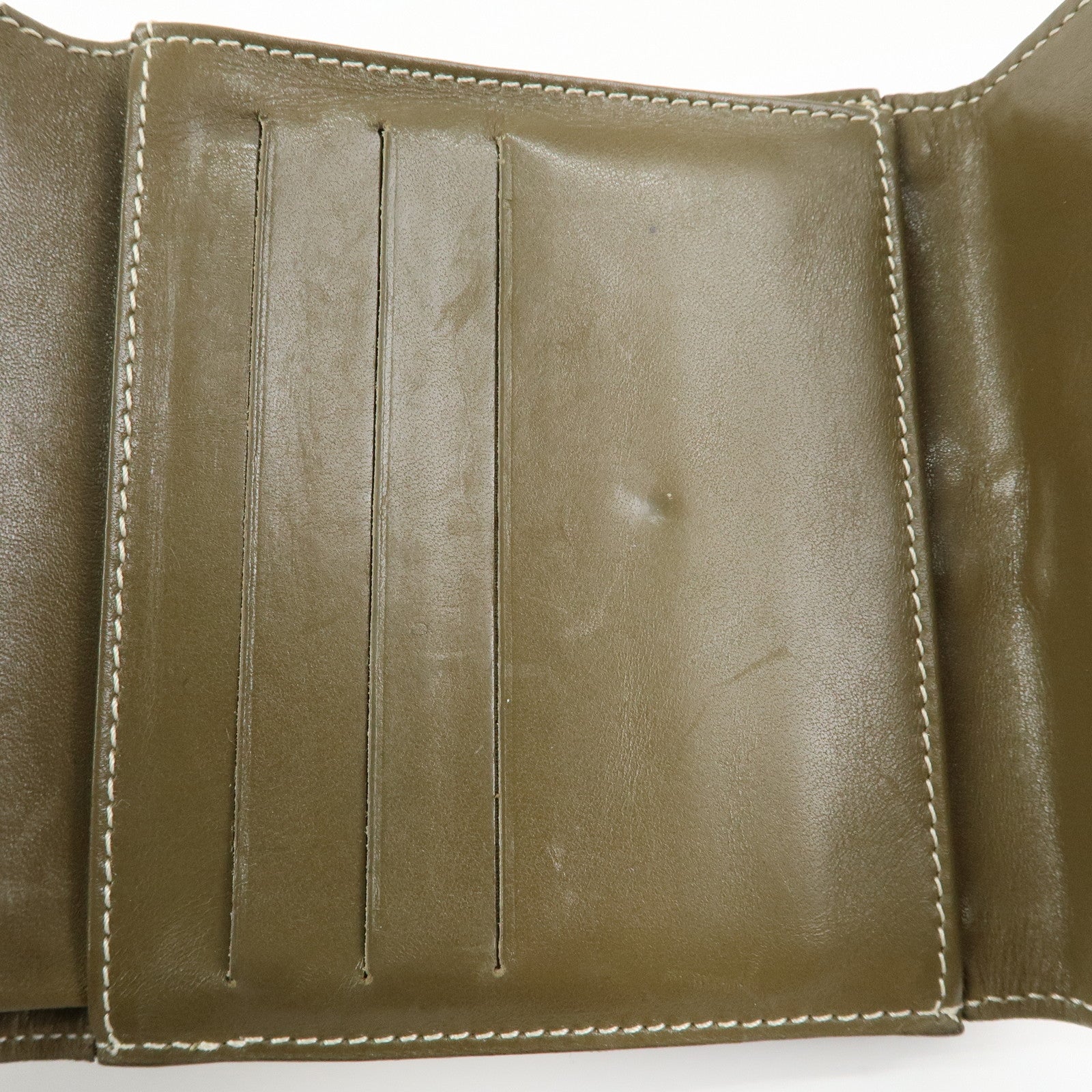 CELINE C Macadam Canvas Leather Compact Wallet Khaki