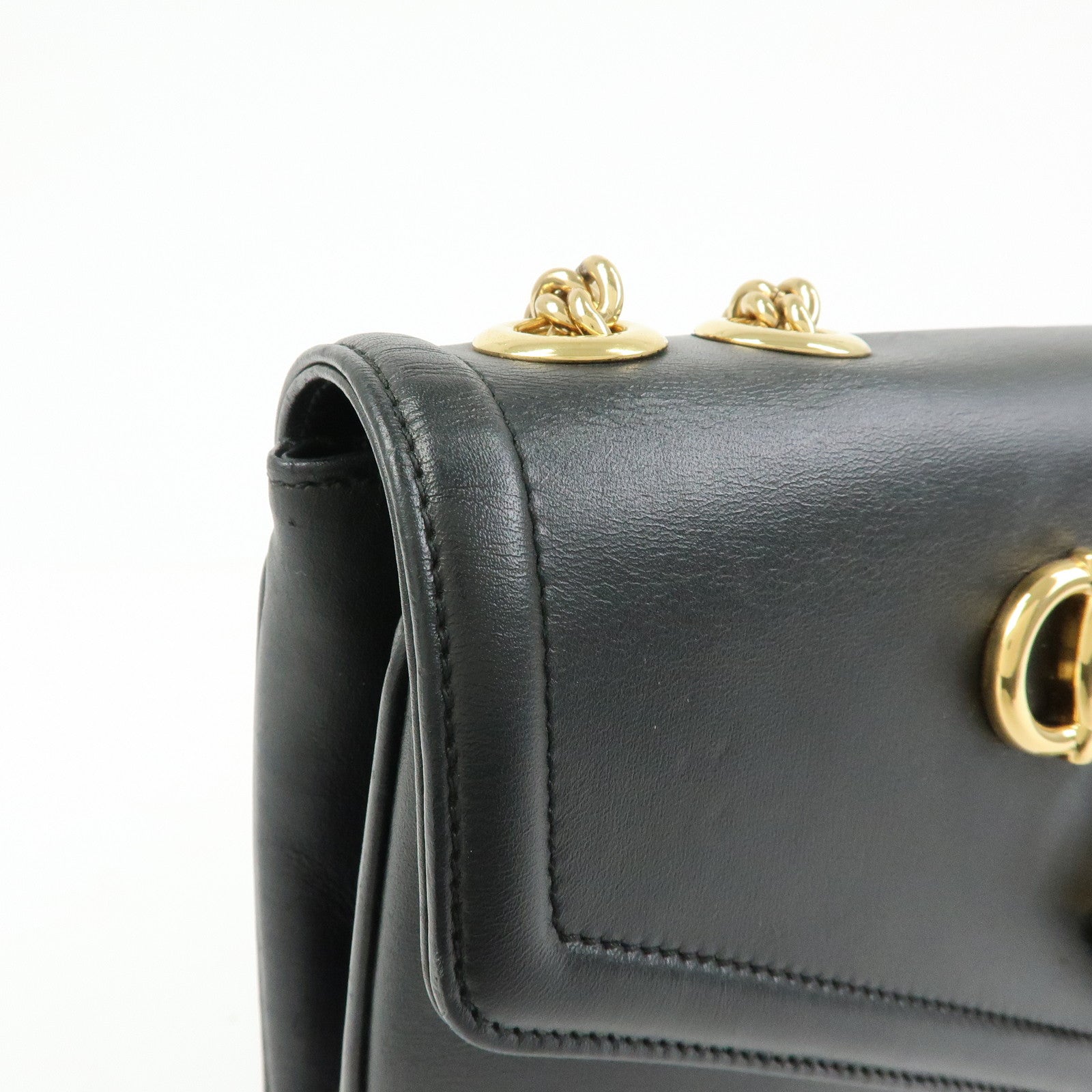 GUCCI Raja Horsebit Interlocking G Chain Shoulder Bag Black 537241