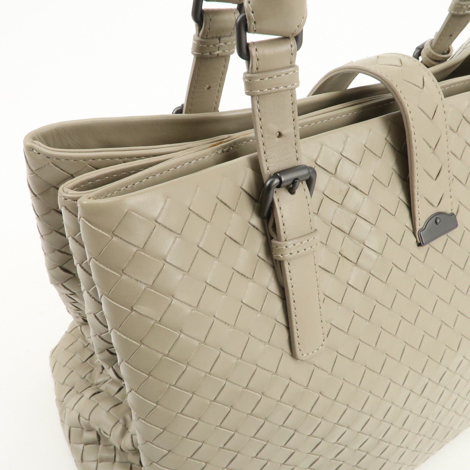 BOTTEGA VENETA Intrecciato Leather Tote Bag Hand Bag Greige