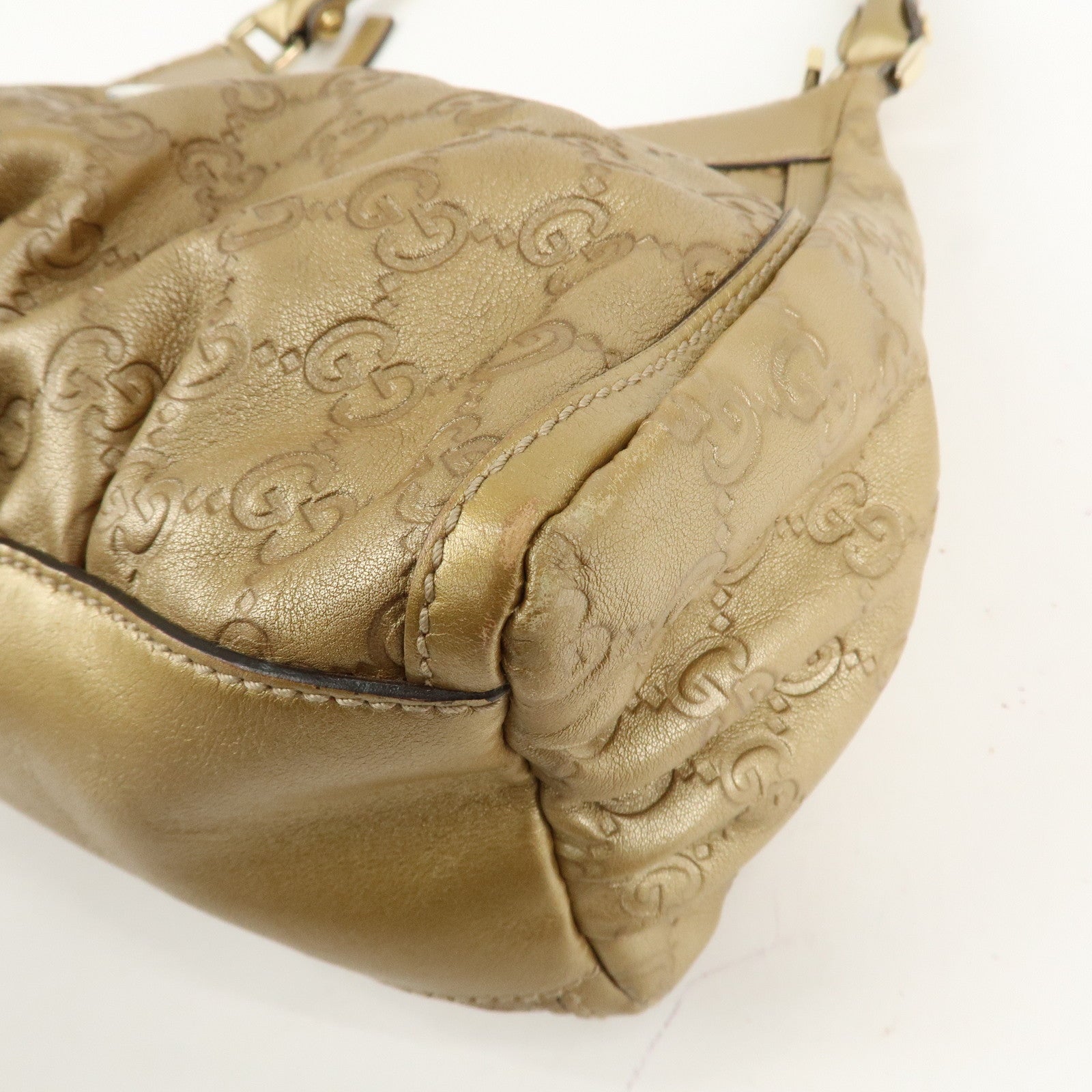 GUCCI Abbey Guccissima Leather Shoulder Bag Hand Bag Gold 190525 Used