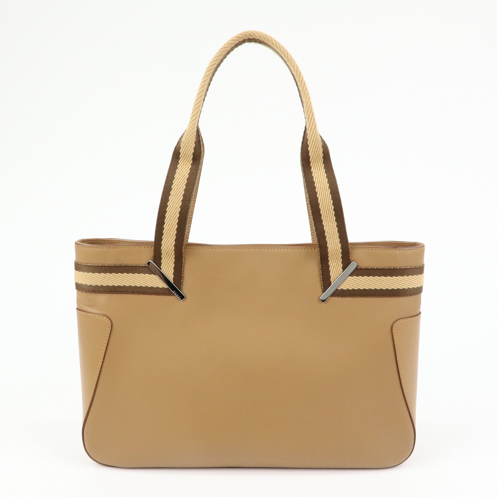 GUCCI Sherry Leather Tote Bag Shoulder Bag Beige 002.1135