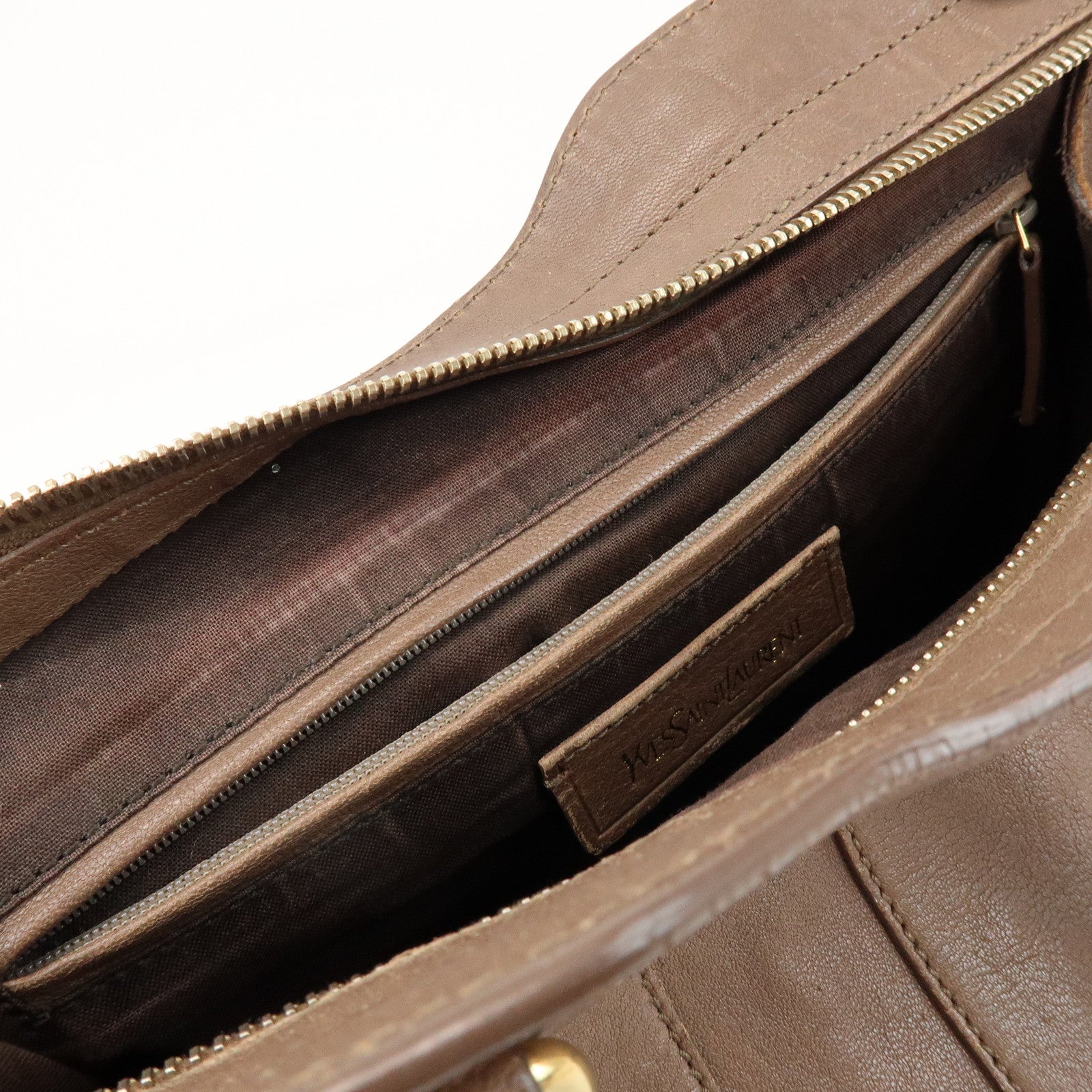 SAINT LAURENT PARIS Cabas Chyc Leather 2Way Bag Hand Bag Brown