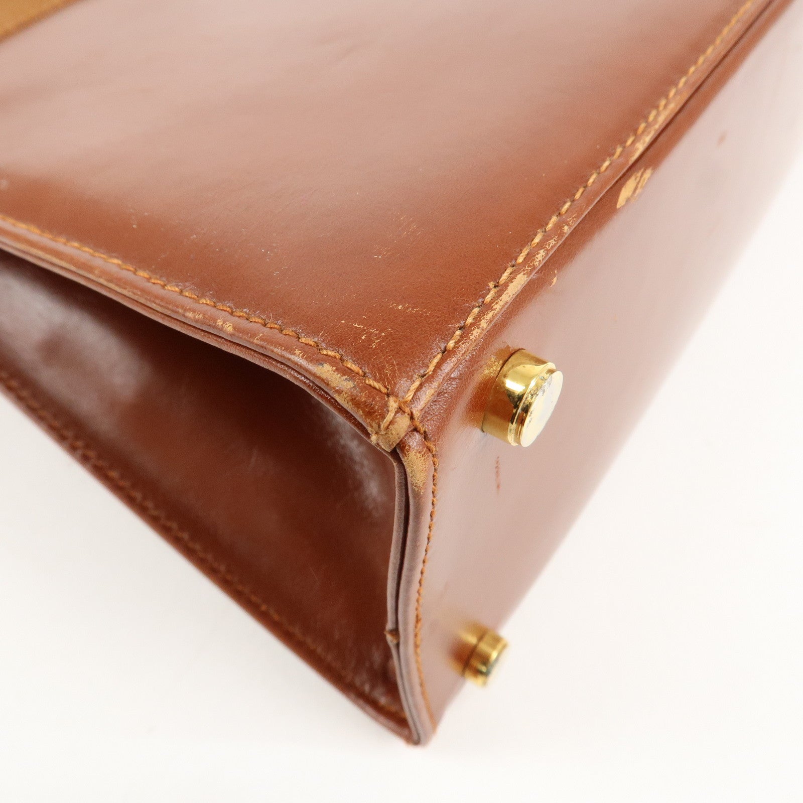 Ferragamo Vara Leather Hand Bag Shoulder Bag Brown Used