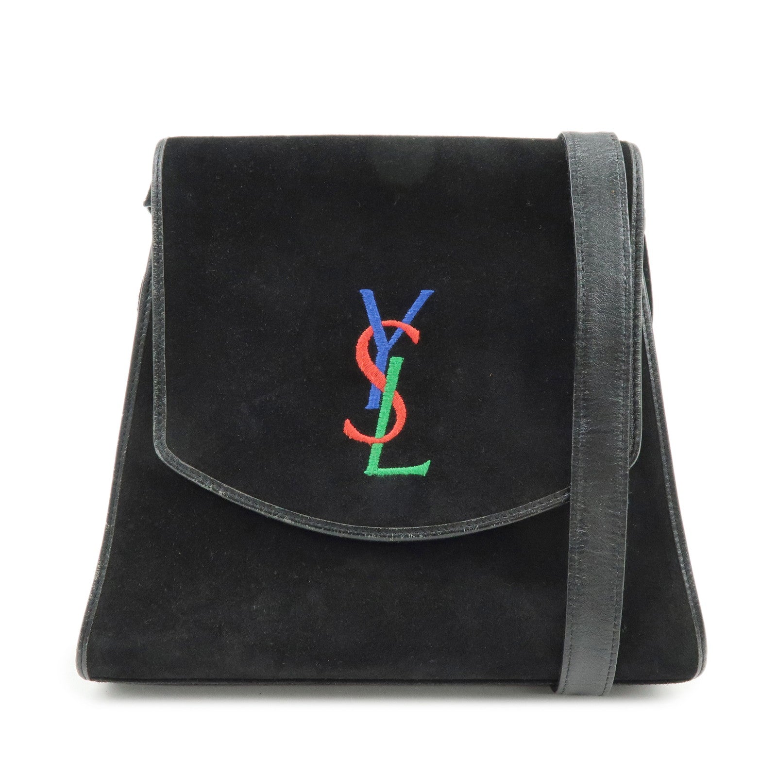 SAINT LAURENT PARIS Cassandra Suede Shoulder Crossbody Bag Black
