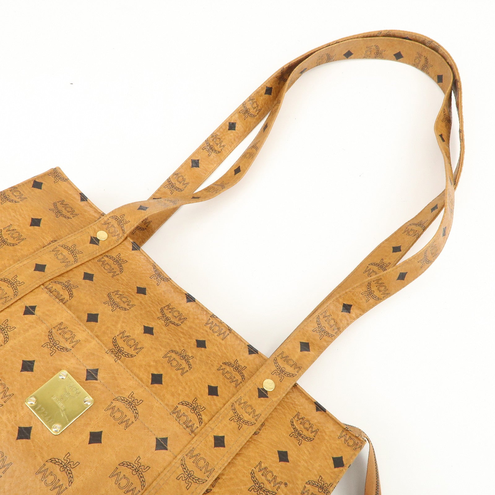 MCM Visetos Leather Shoulder Bag Tote Bag Brown