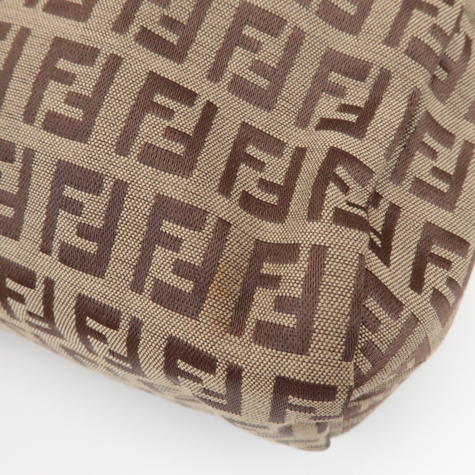 FENDI Zucchino Canvas Leather Pouch Cosmetic Pouch Brown