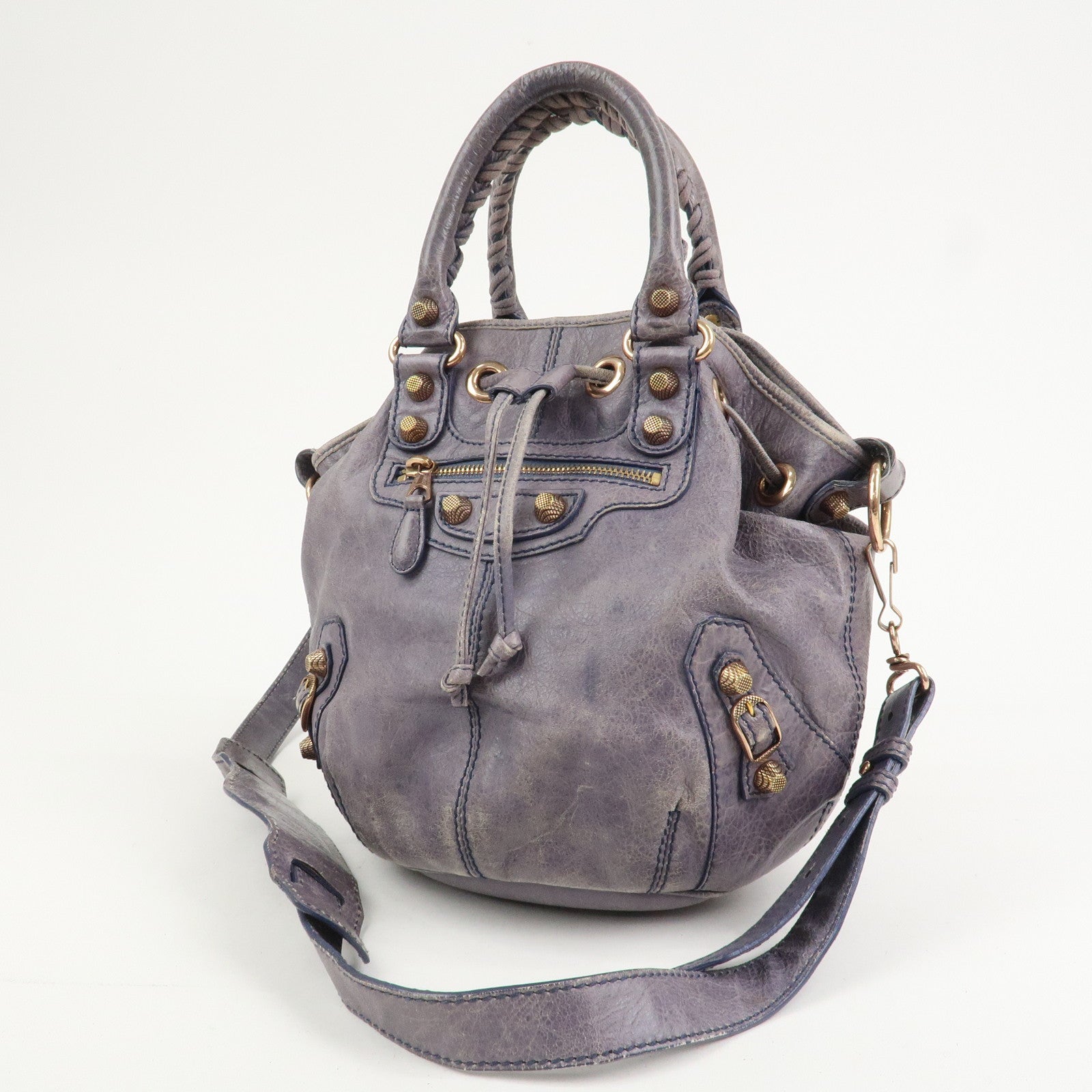 BALENCIAGA The Giant Mini Pompom 2Way Hand Shoulder Bag Gray 285439