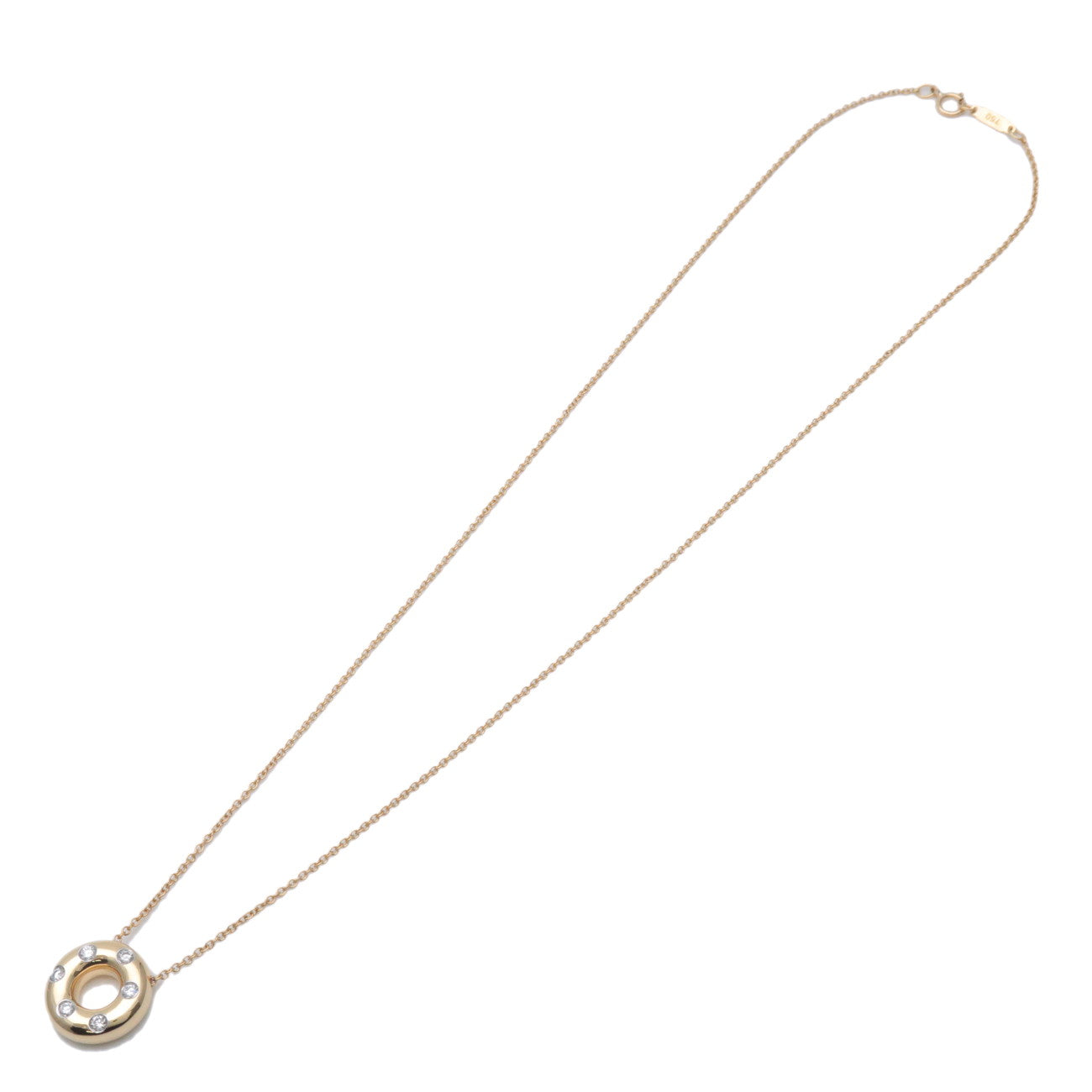 Tiffany & Co Dots Circle 6P Diamond Necklace K18 750YG Yellow Gold
