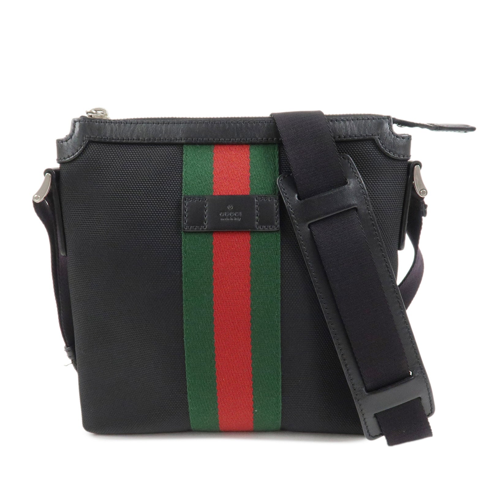 GUCCI Sherry Canvas Leather Shoulder Bag Crossbody Bag Black 631195