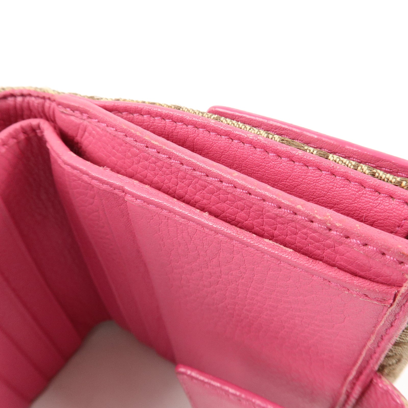 Christian Dior Street Chic Trotter Canvas Leather W Hook Wallet Pink Used