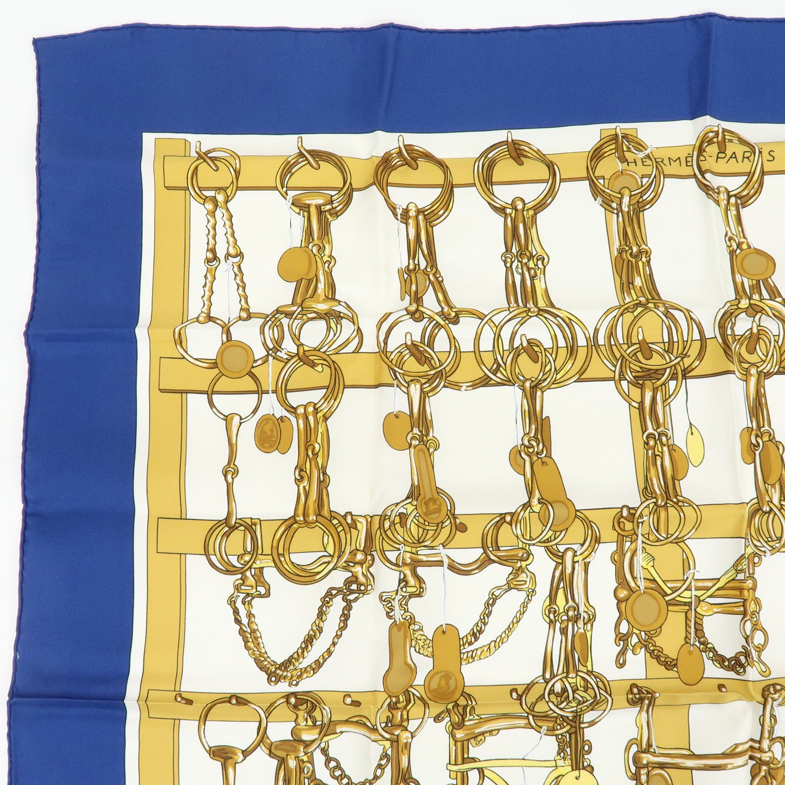 HERMES Carre 90 Set of 2 Silk 100% Scarf REPRISE MORS&FILETS
