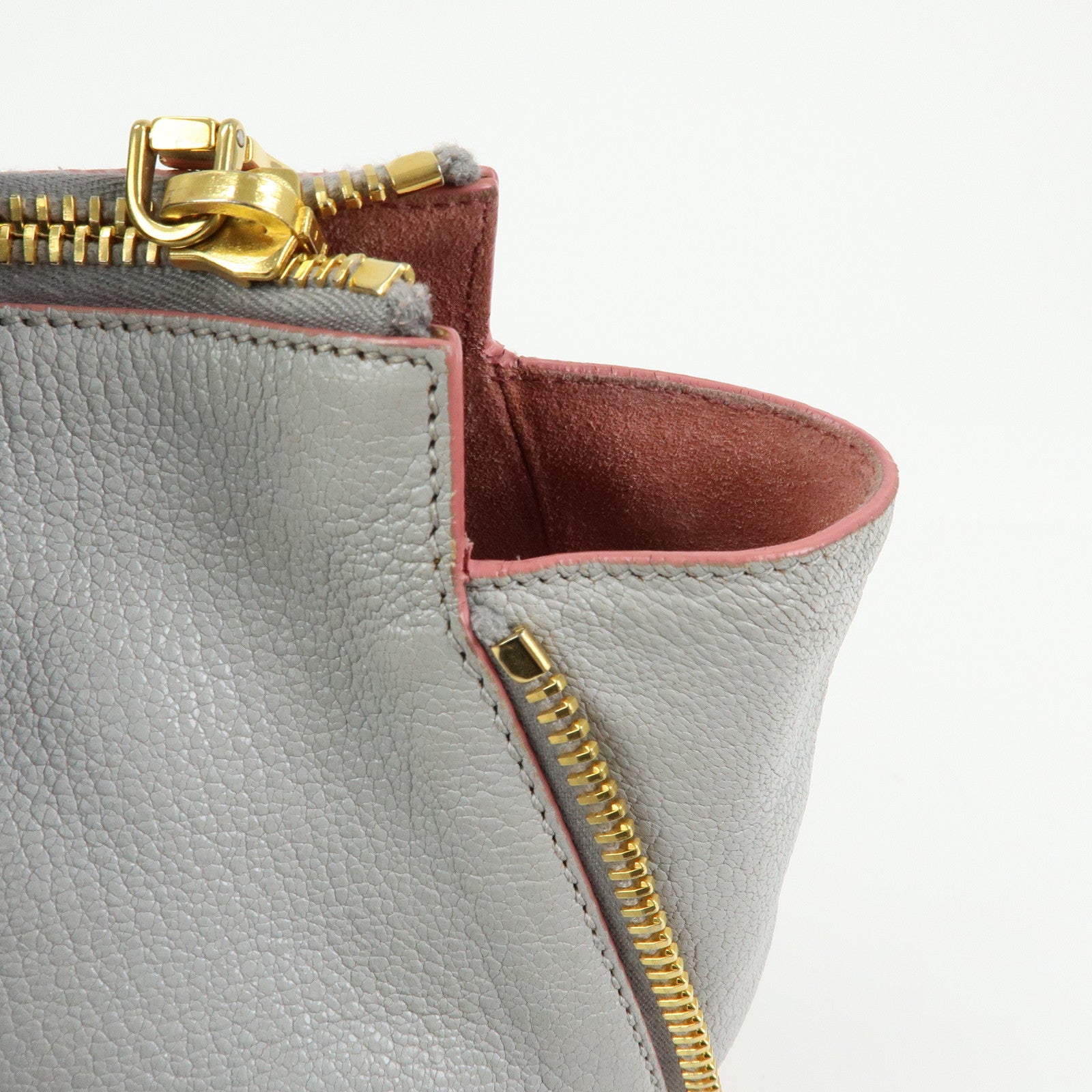 MIU MIU MADRAS Leather 2Way Bag Hand Bag Shoulder Bag Gray 5BB015