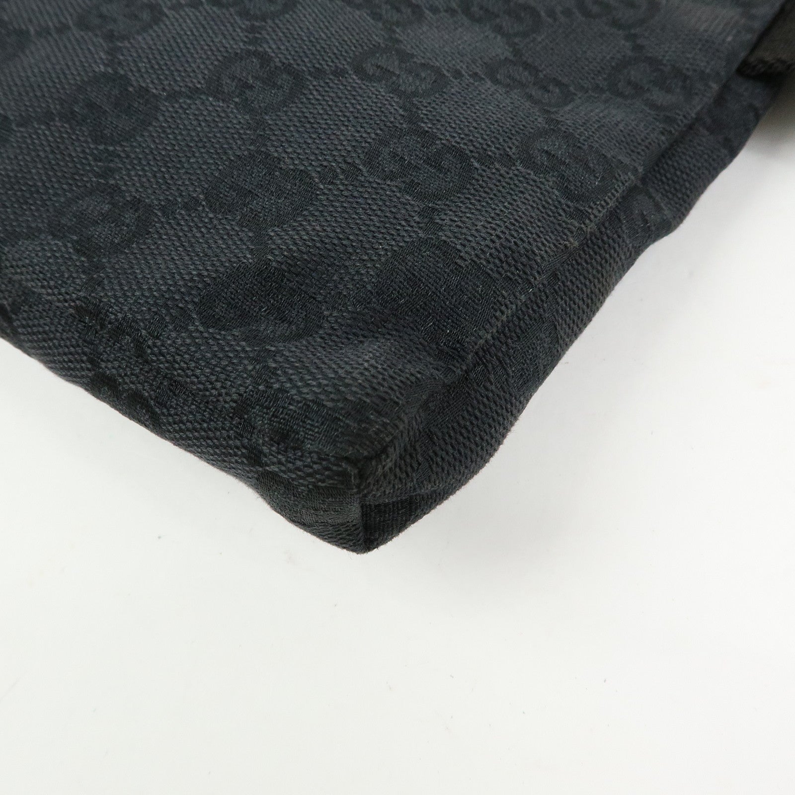 GUCCI GG Canvas Leather Waist Bag Crossbody Bag Black 28566