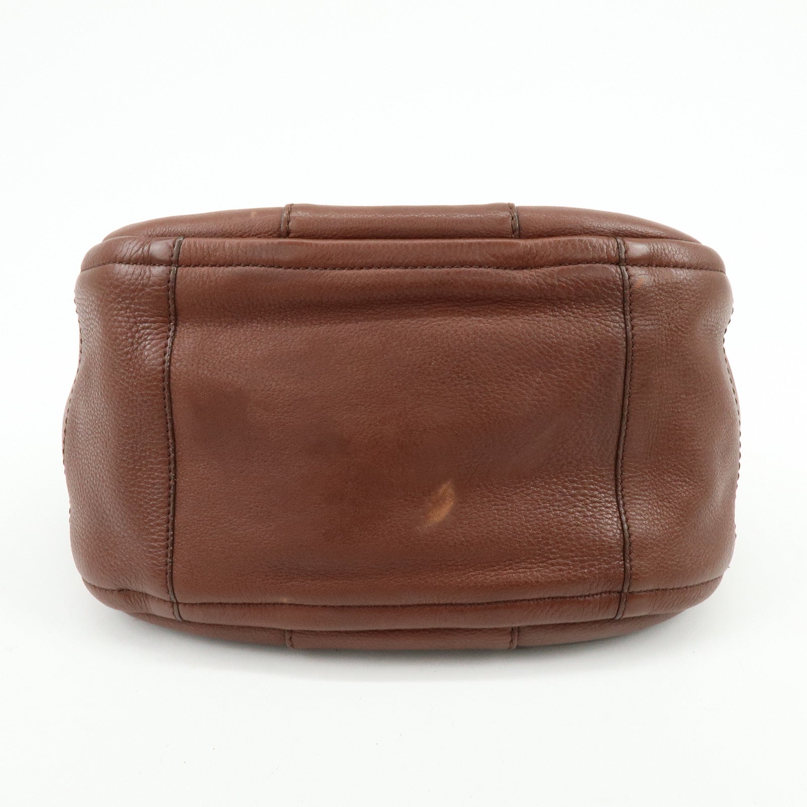 Ferragamo Gancini Leather Shoulder Bag Hand Bag Brown
