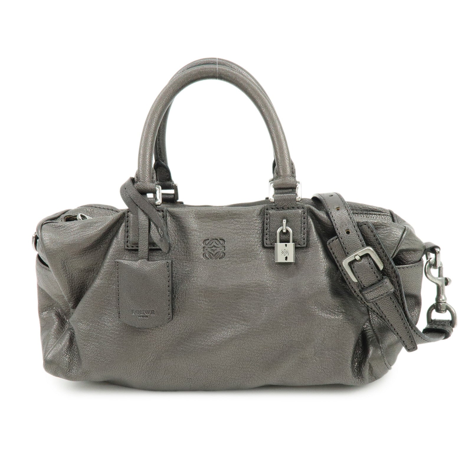 LOEWE Anagram Leather 2Way Bag Hand Bag Shoulder Bag Bronze